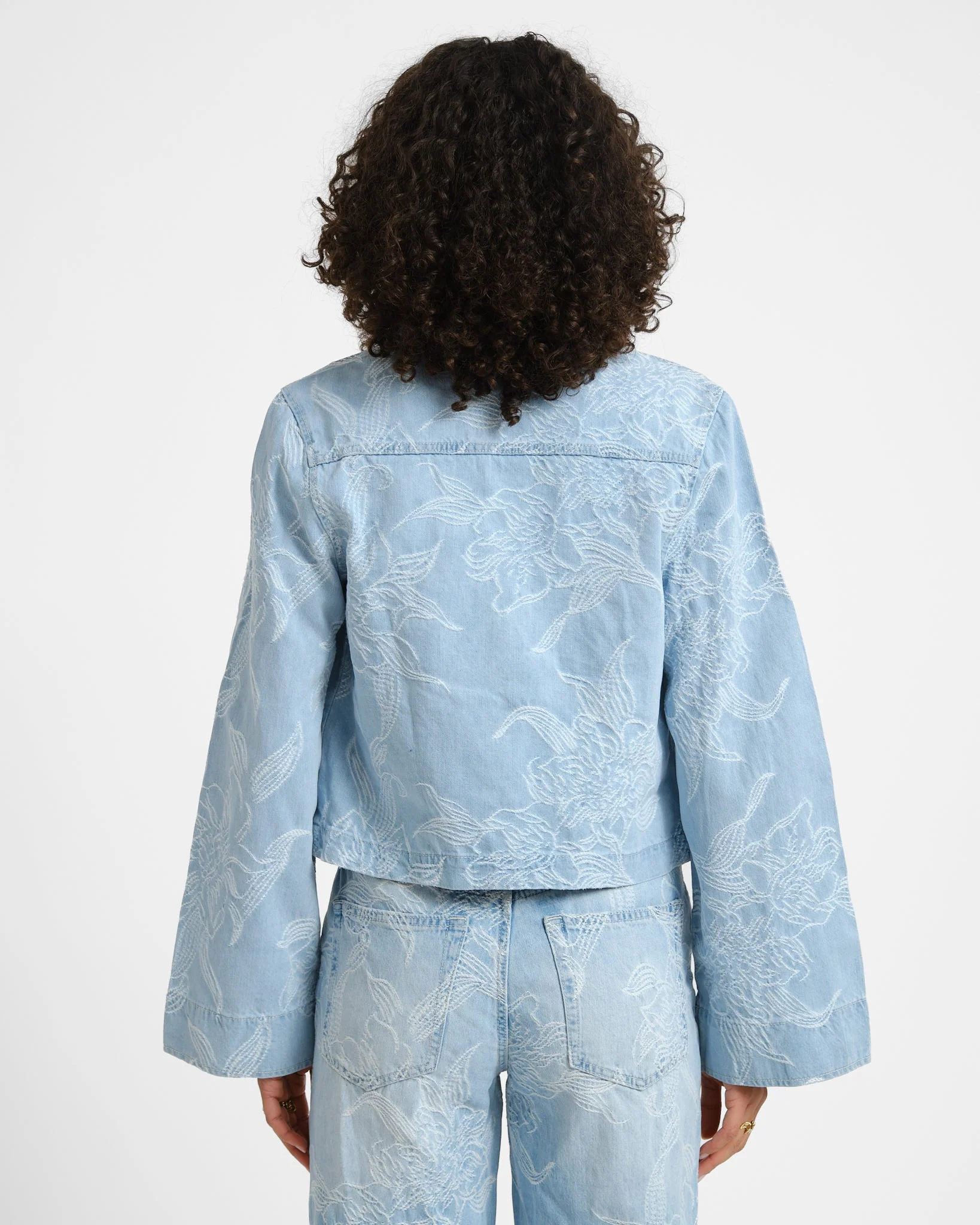 Embroidery Denim Shirt Blue - Image 7