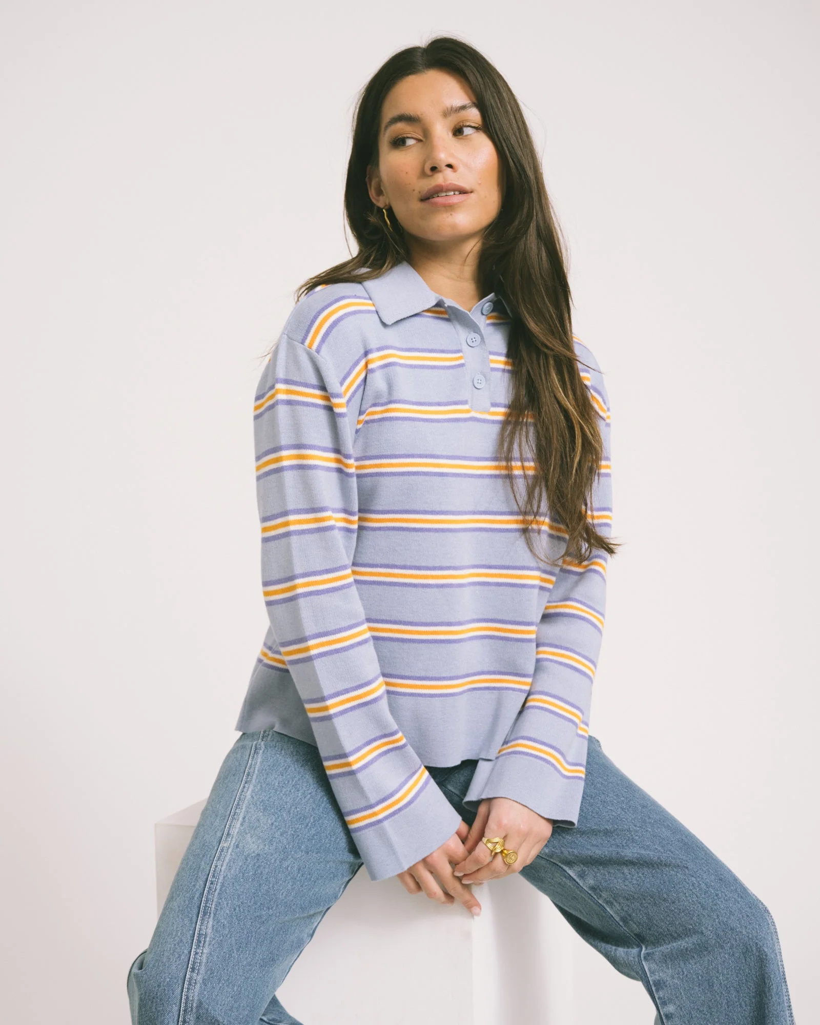 Knitted Collar Sweater Multi - Image 2