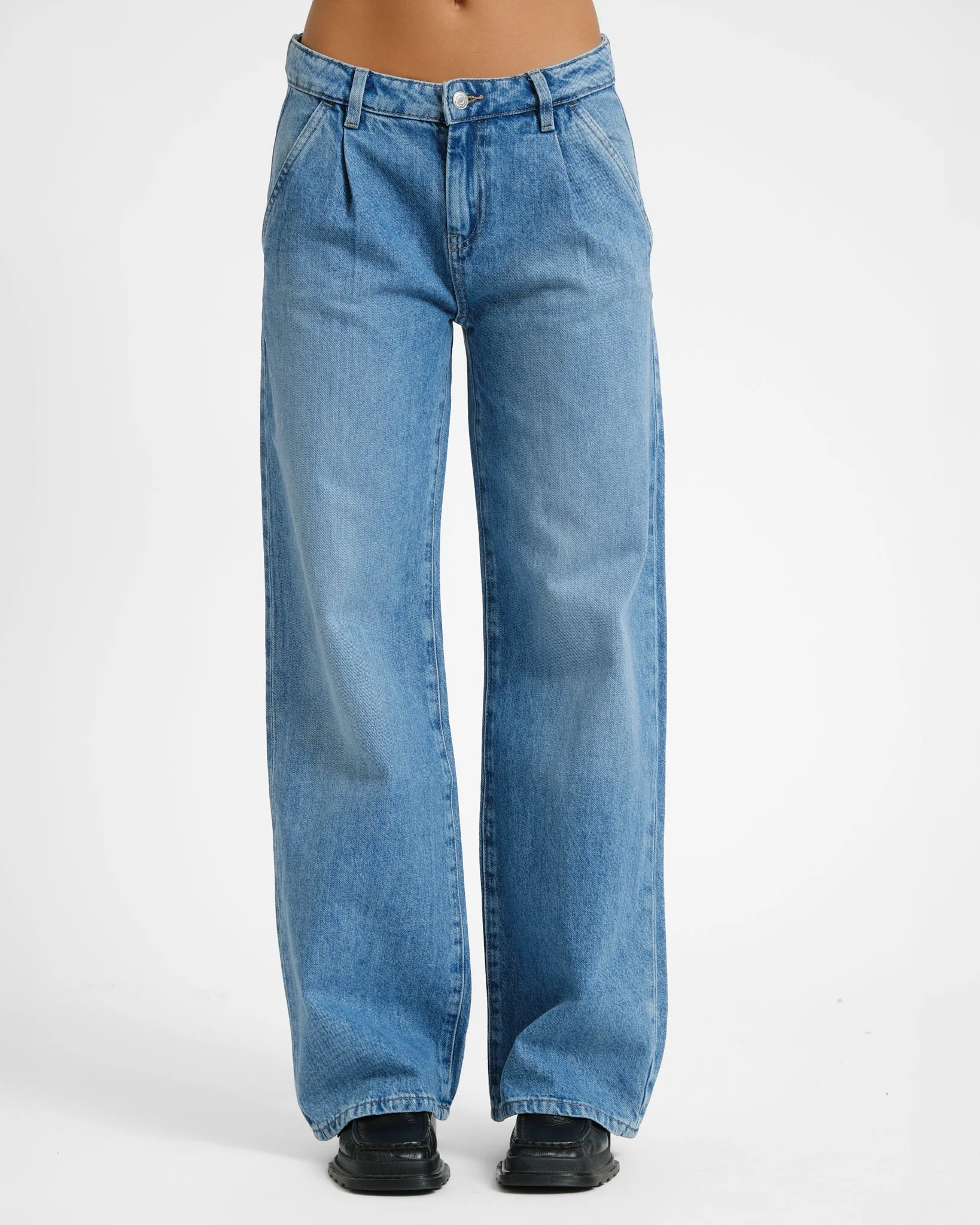 Pleated Slouchy Jeans Blue - Image 3