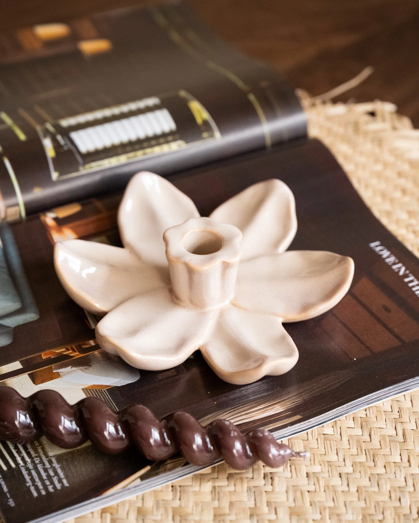 Candle Holder Lotus Beige - Image 8