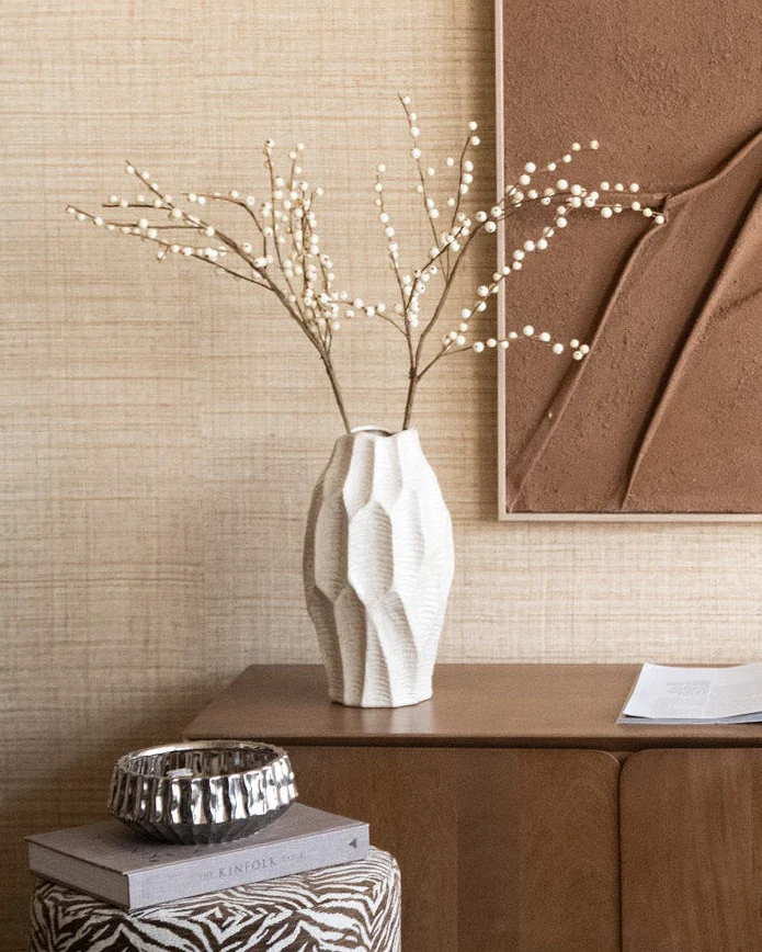Deco Vase Leaves Beige