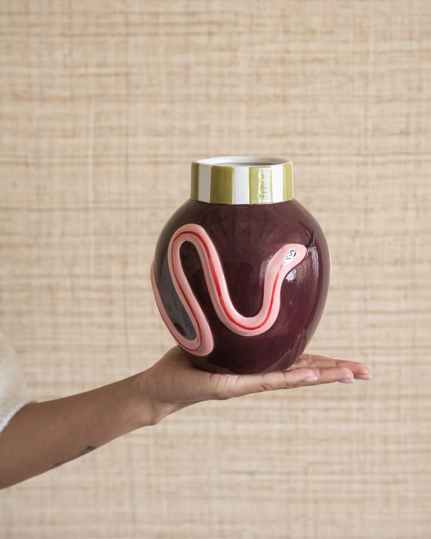 Deco Vaas Serpenta Aubergine - Image 3