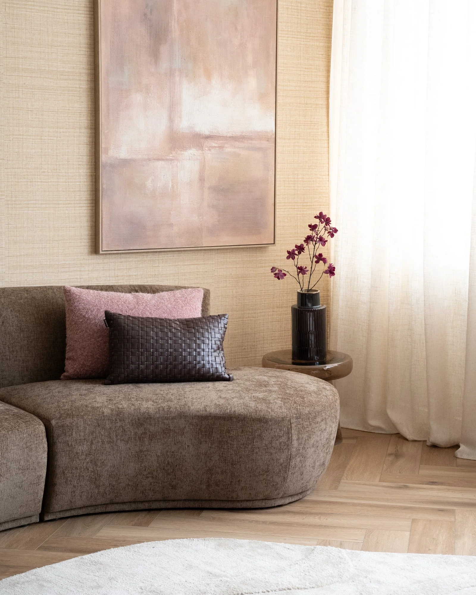 HKLIVING Kussen Gevlochten Bruin - Image 2