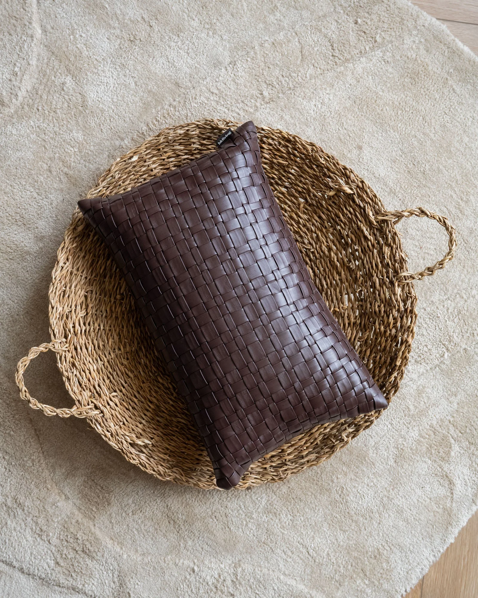HKLIVING Kussen Gevlochten Bruin - Image 3