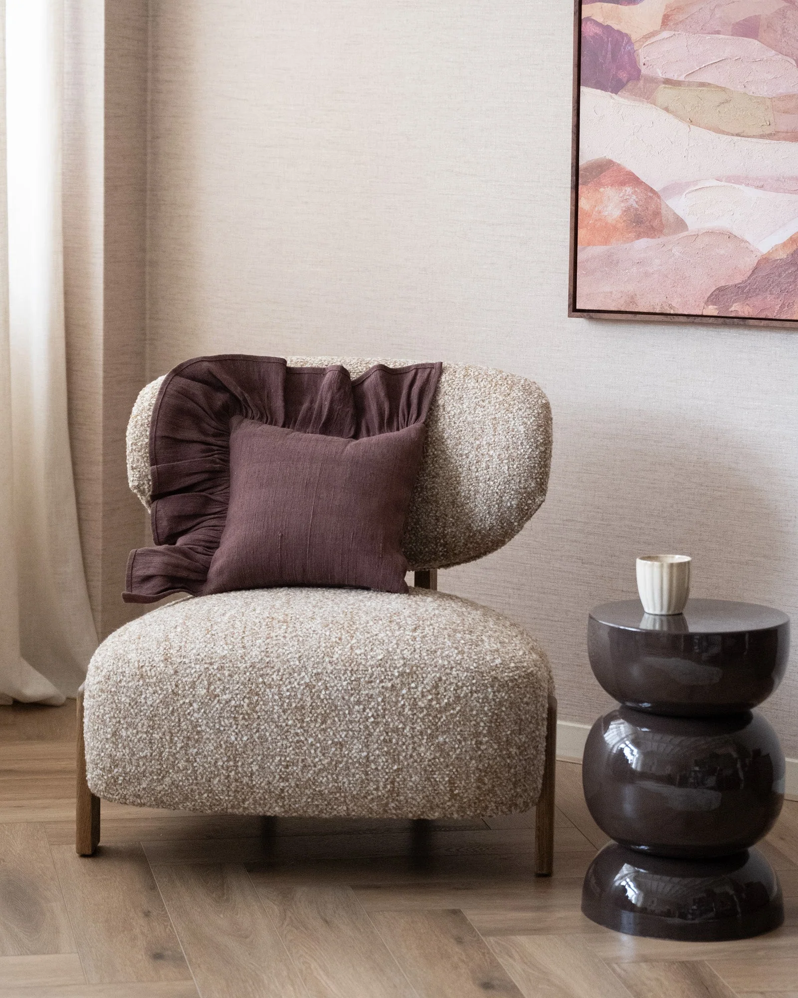 HKLIVING Kussen Ruffel Bruin - Image 2