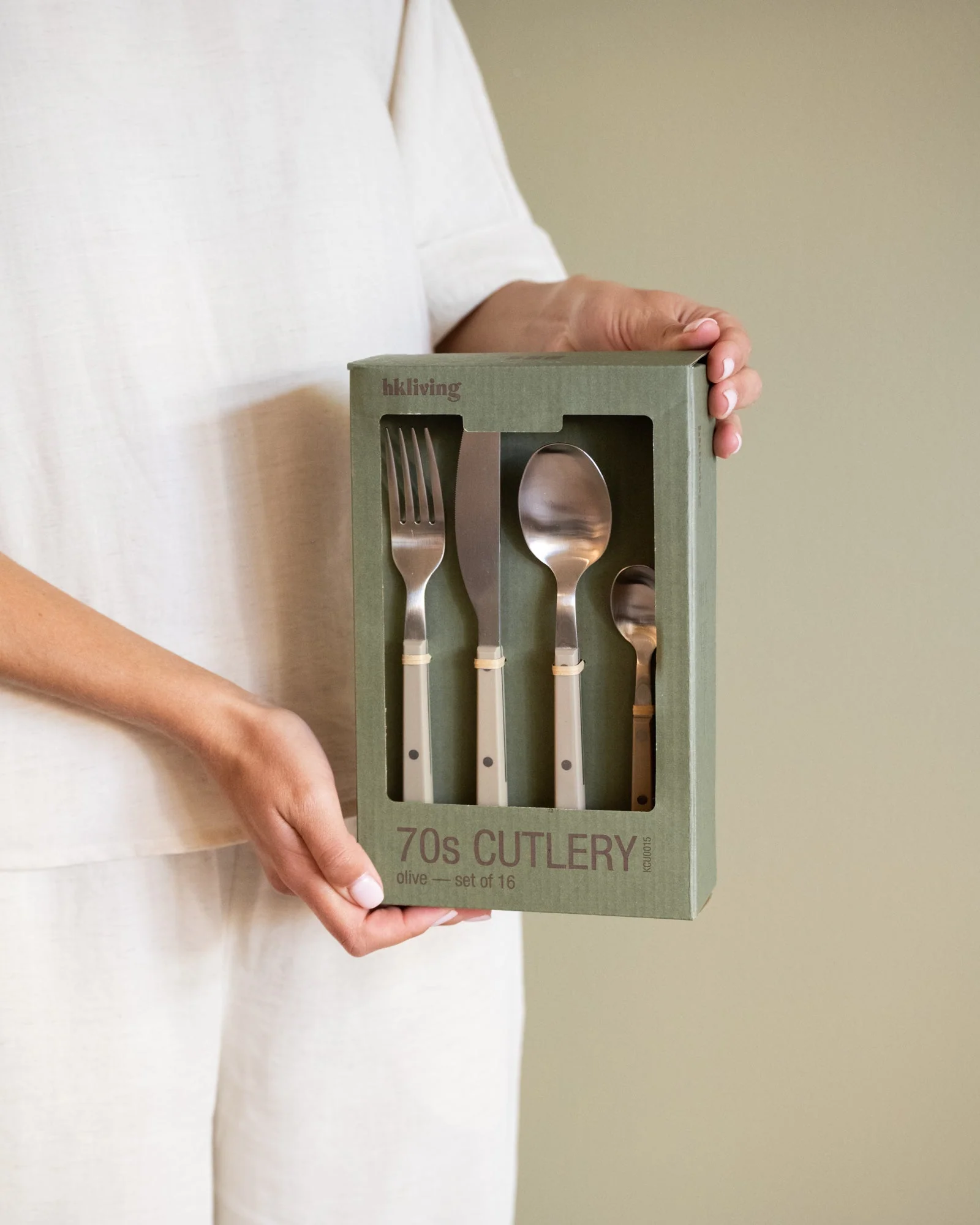 Set van 16 - HKLIVING Cutlery Set Olive Green - Image 2