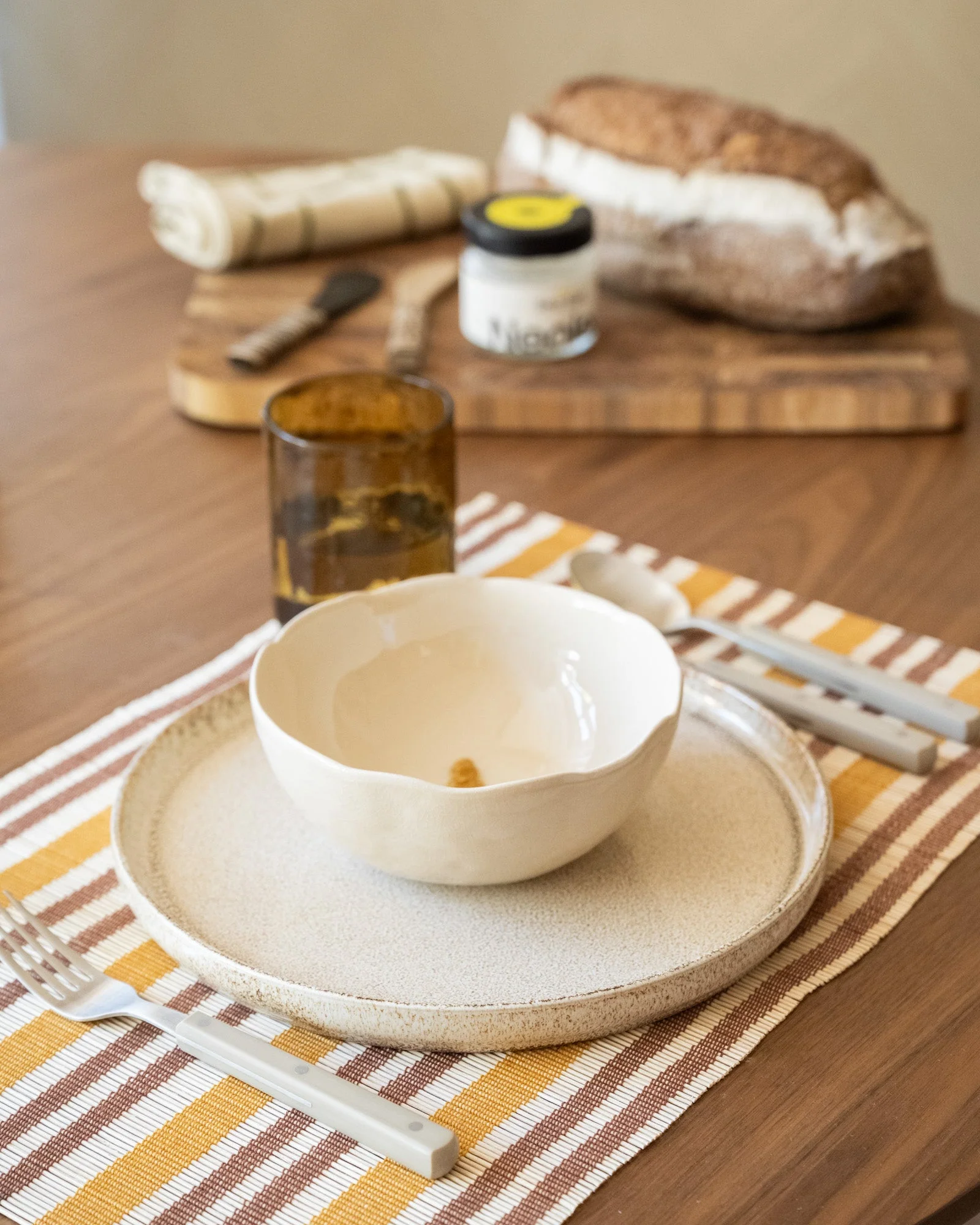 HKLIVING Placemat Striped Amber - Image 3