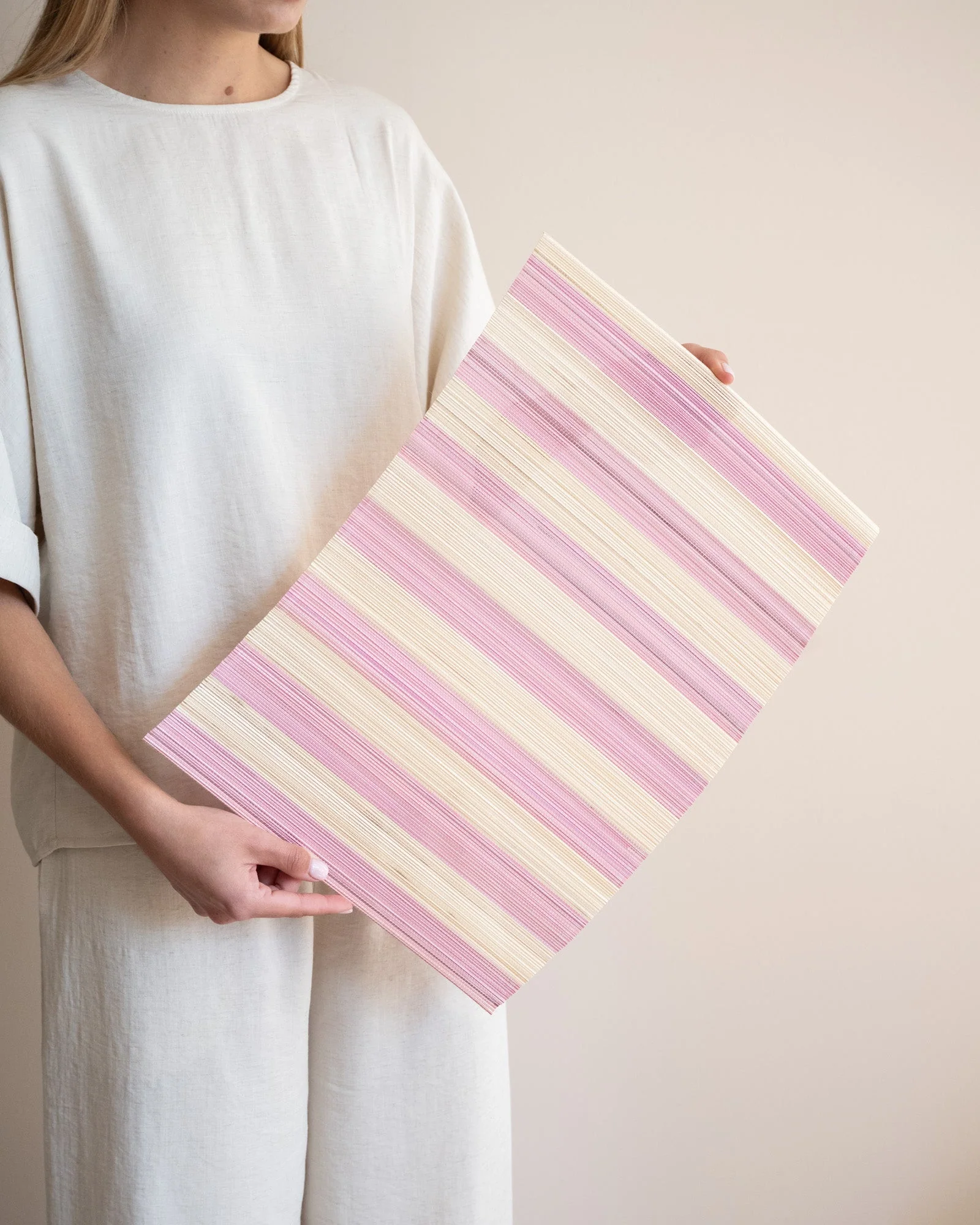 HKLIVING Placemat Striped Pink - Image 2