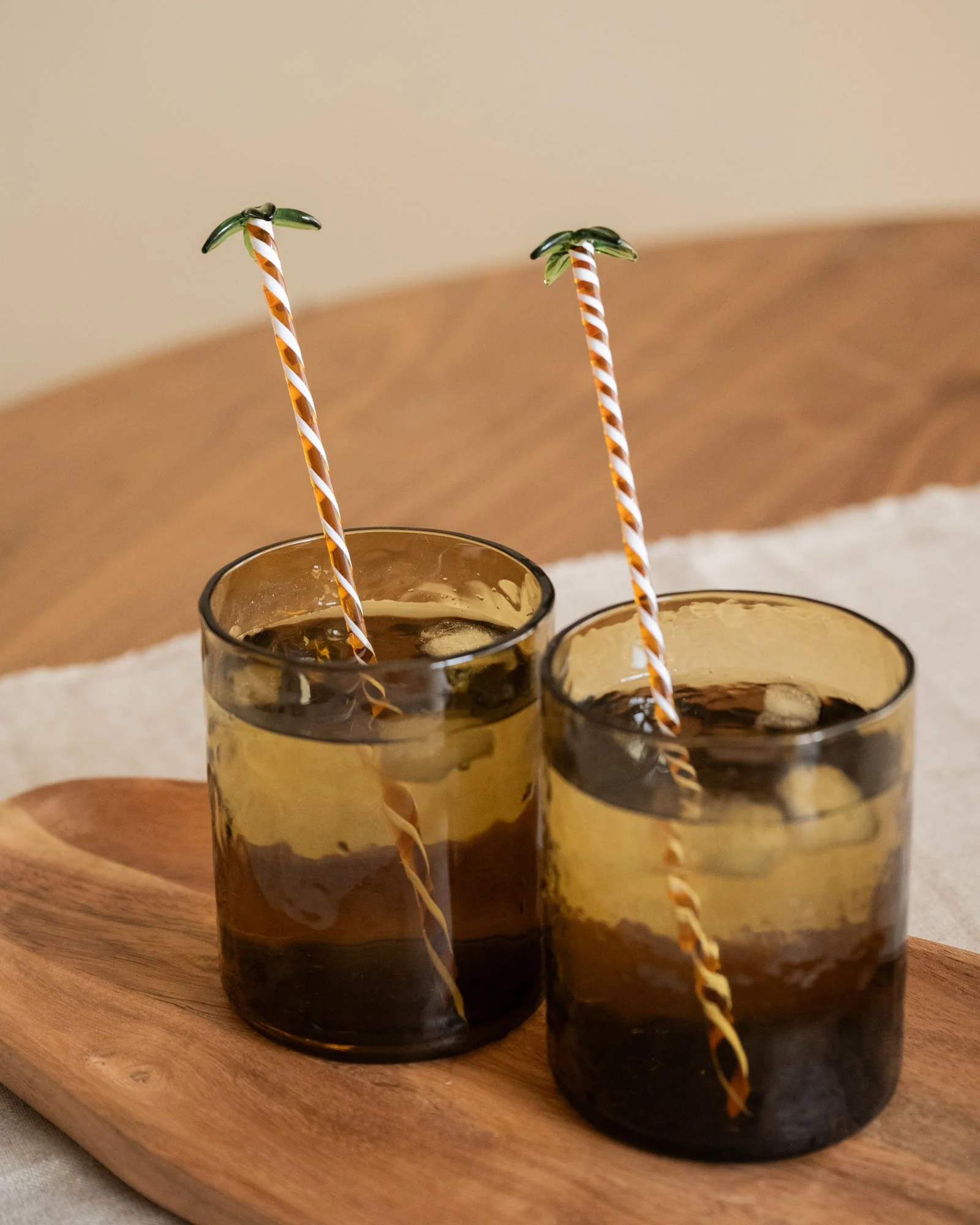 SET VAN 2 - Cocktailroerders Palmboom Glas
