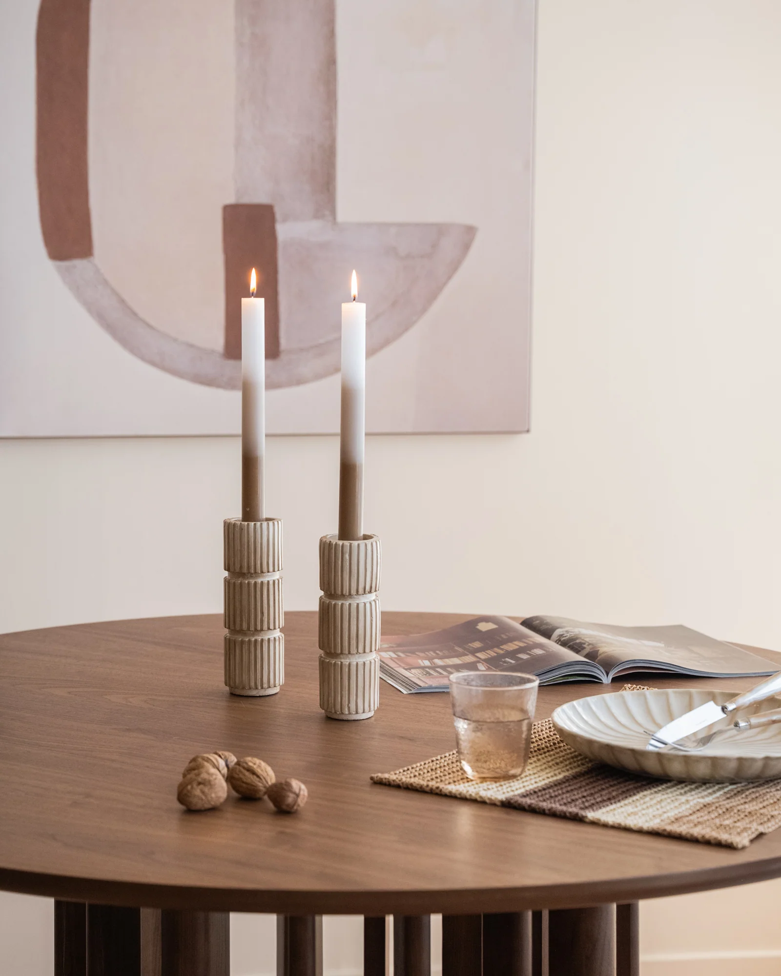 SET VAN 2 - Dinerkaarsen Ombre Bruin - Image 3