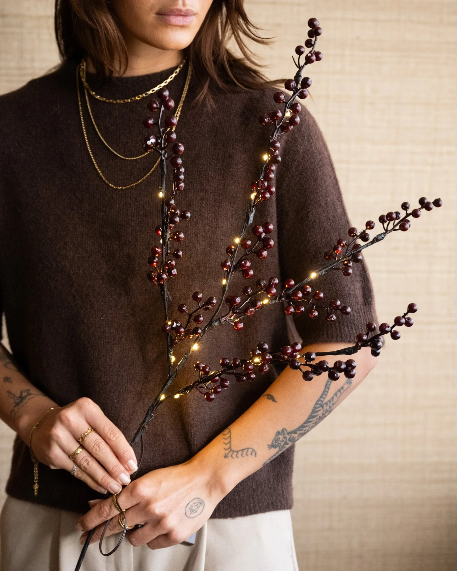 Faux Branch Berries Burgundy - Image 2
