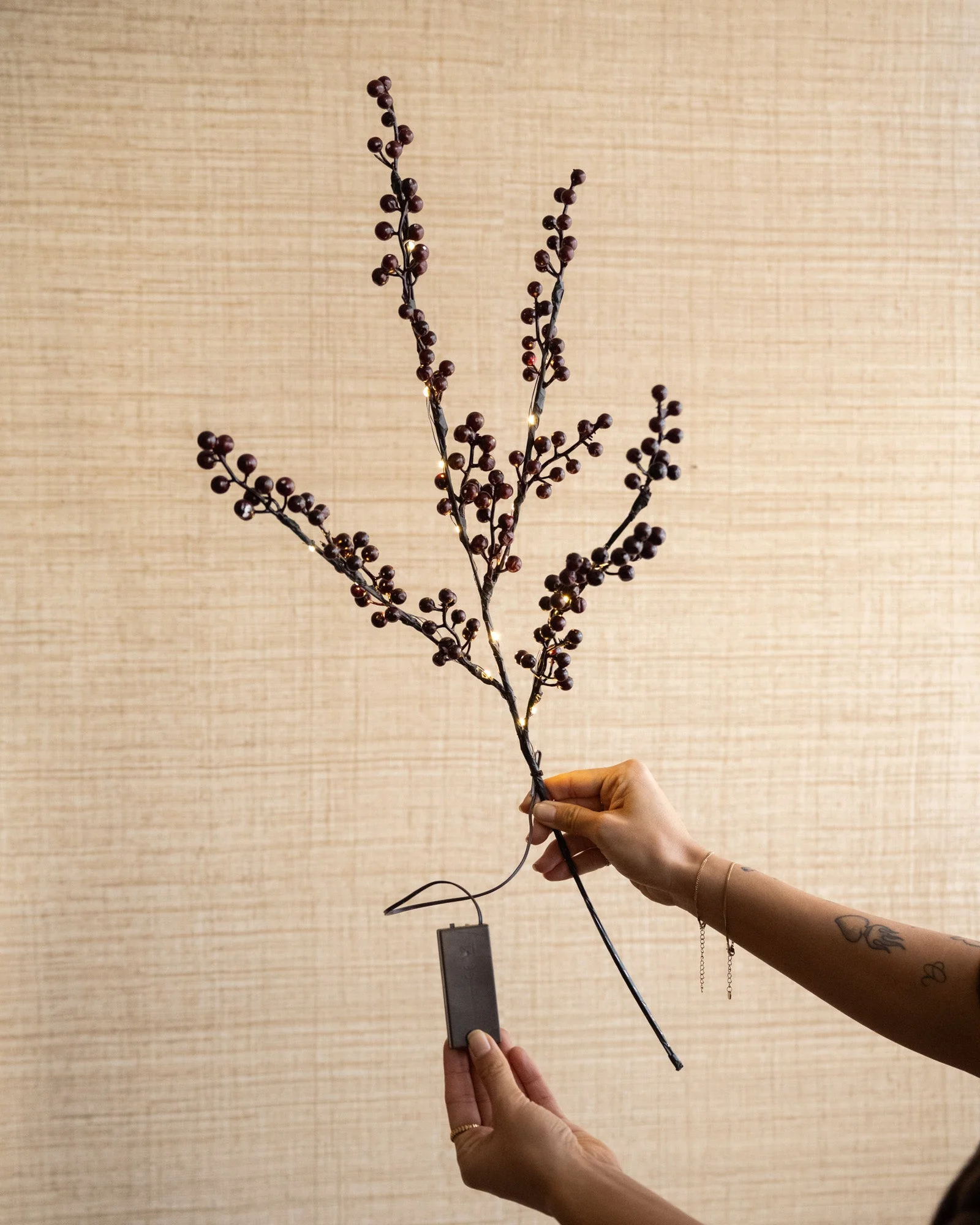 Faux Branch Berries Burgundy - Image 6