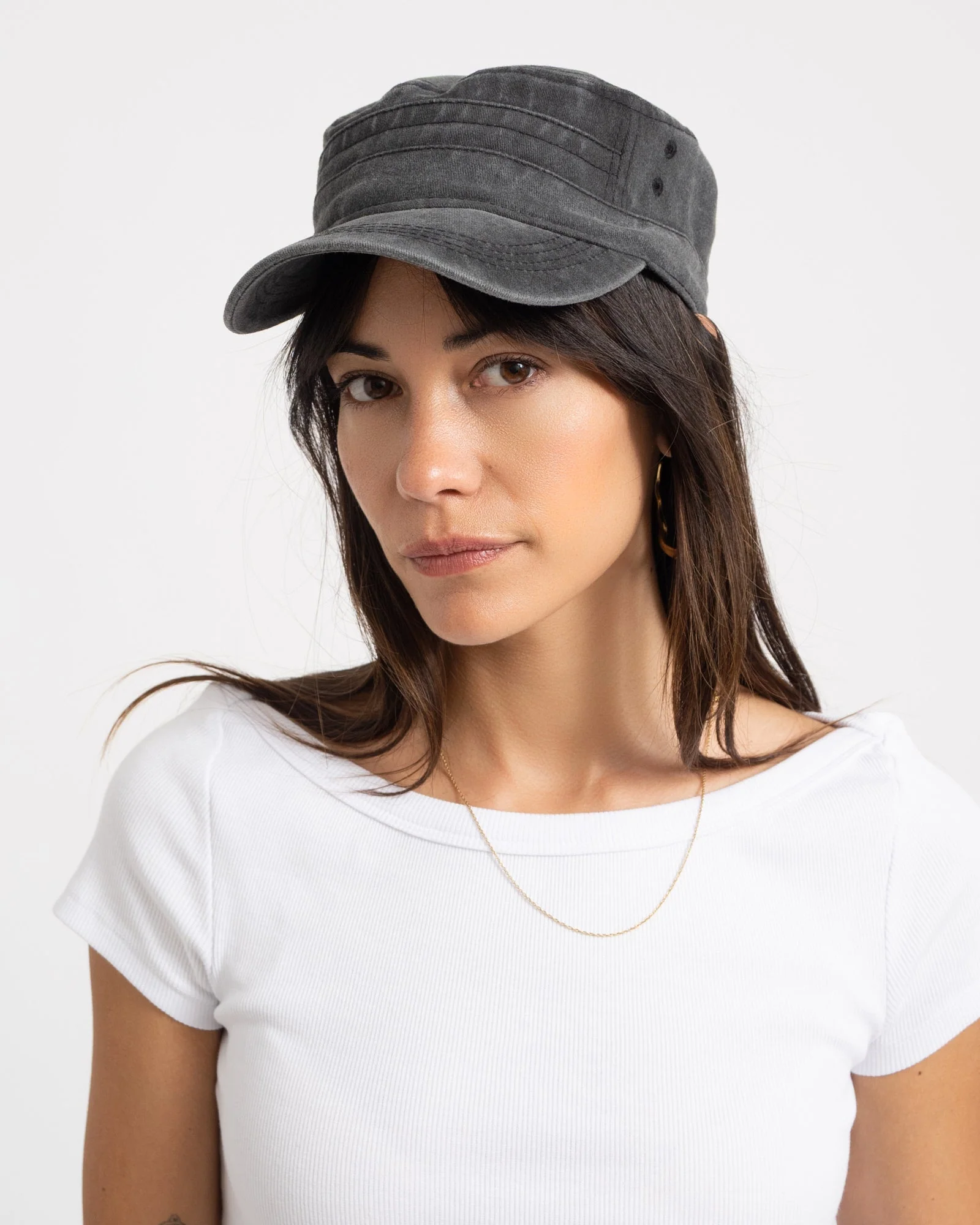 Washed Army Cap Billie Dark Grey