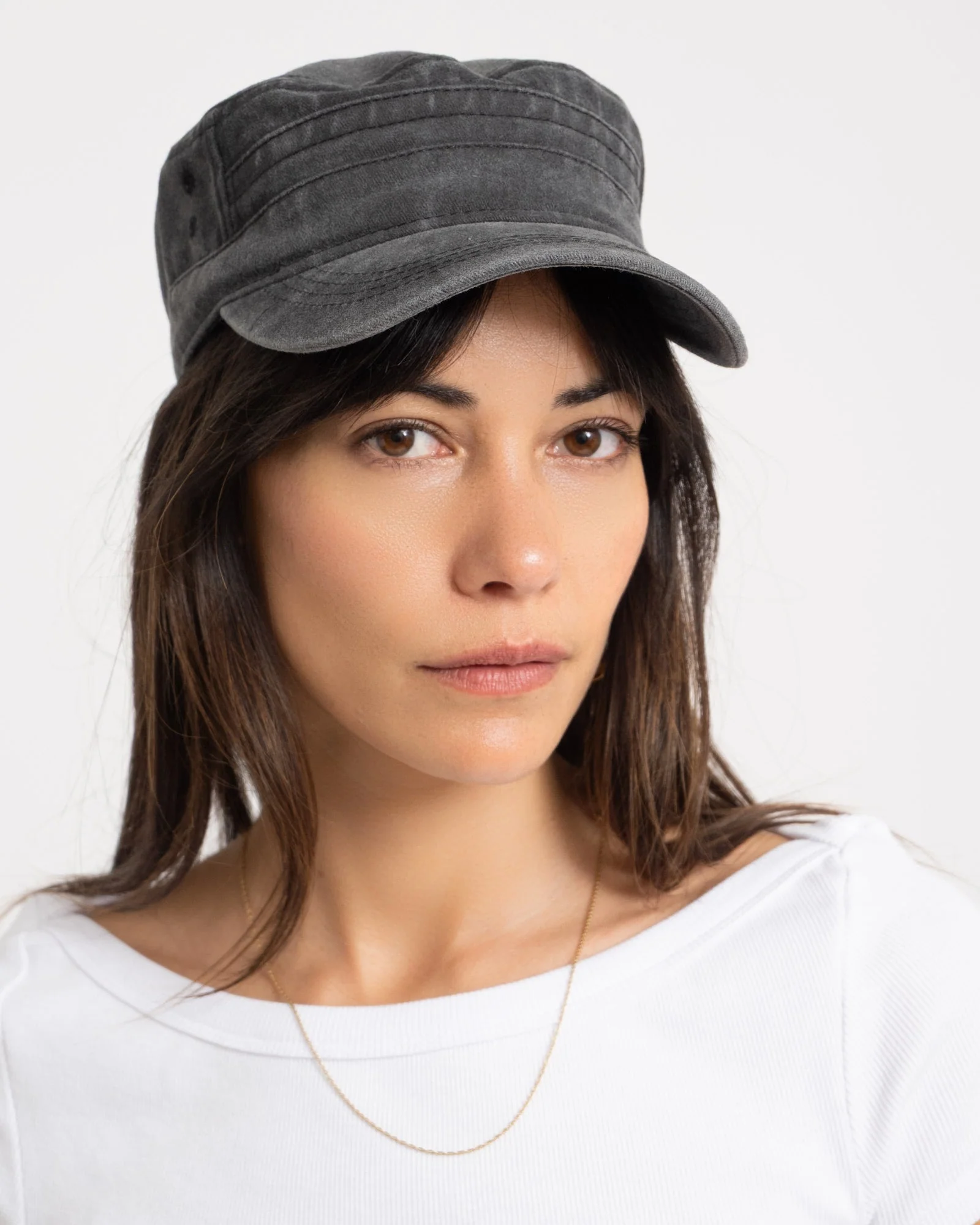 Washed Army Cap Billie Dark Grey - Image 3