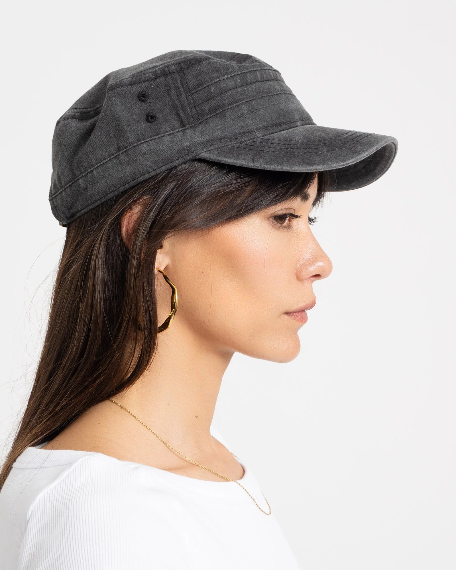 Washed Army Cap Billie Dark Grey - Image 4