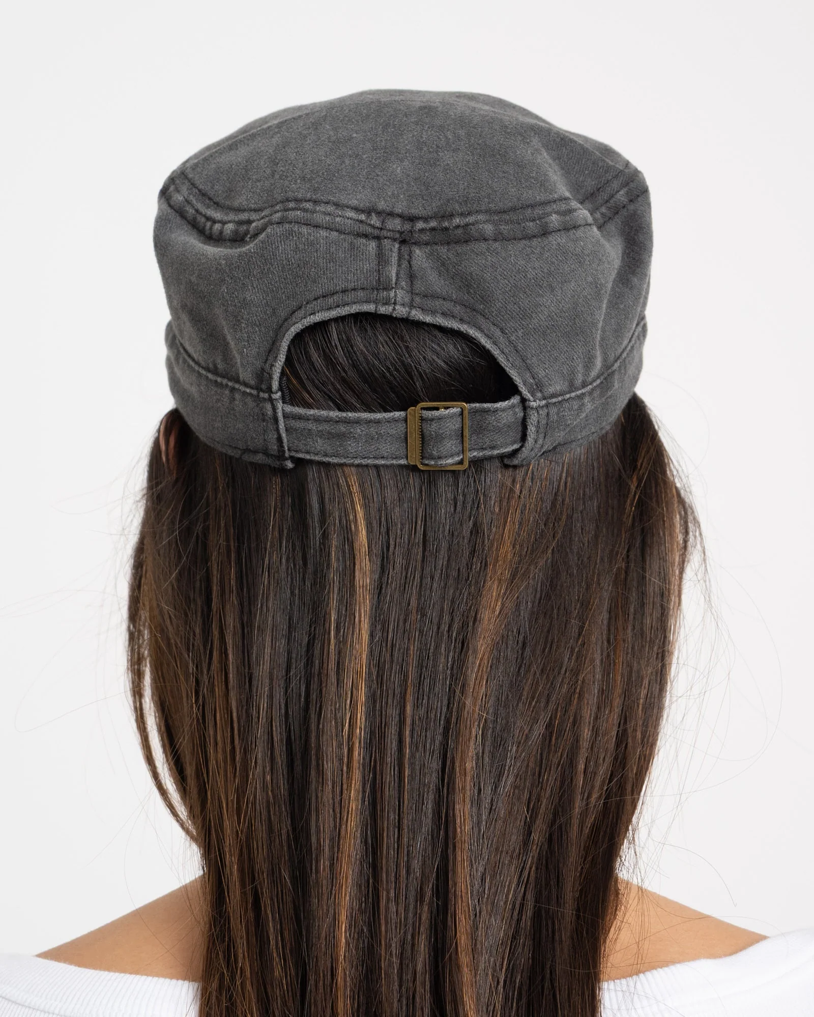 Washed Army Cap Billie Dark Grey - Image 5
