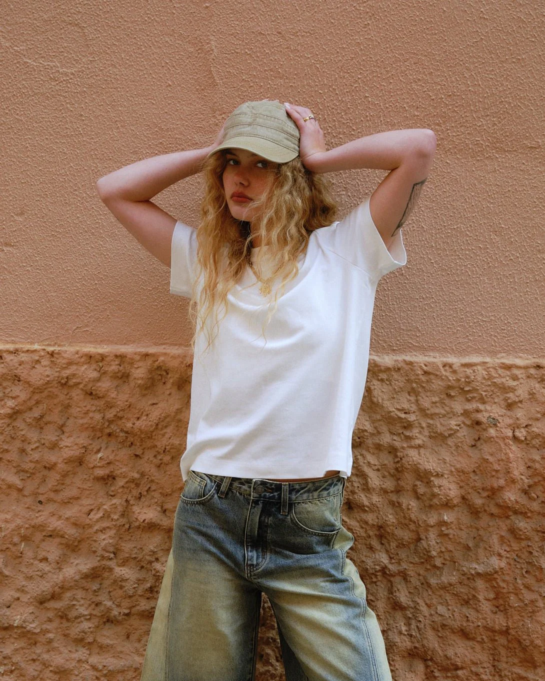 Washed Army Cap Billie Sand