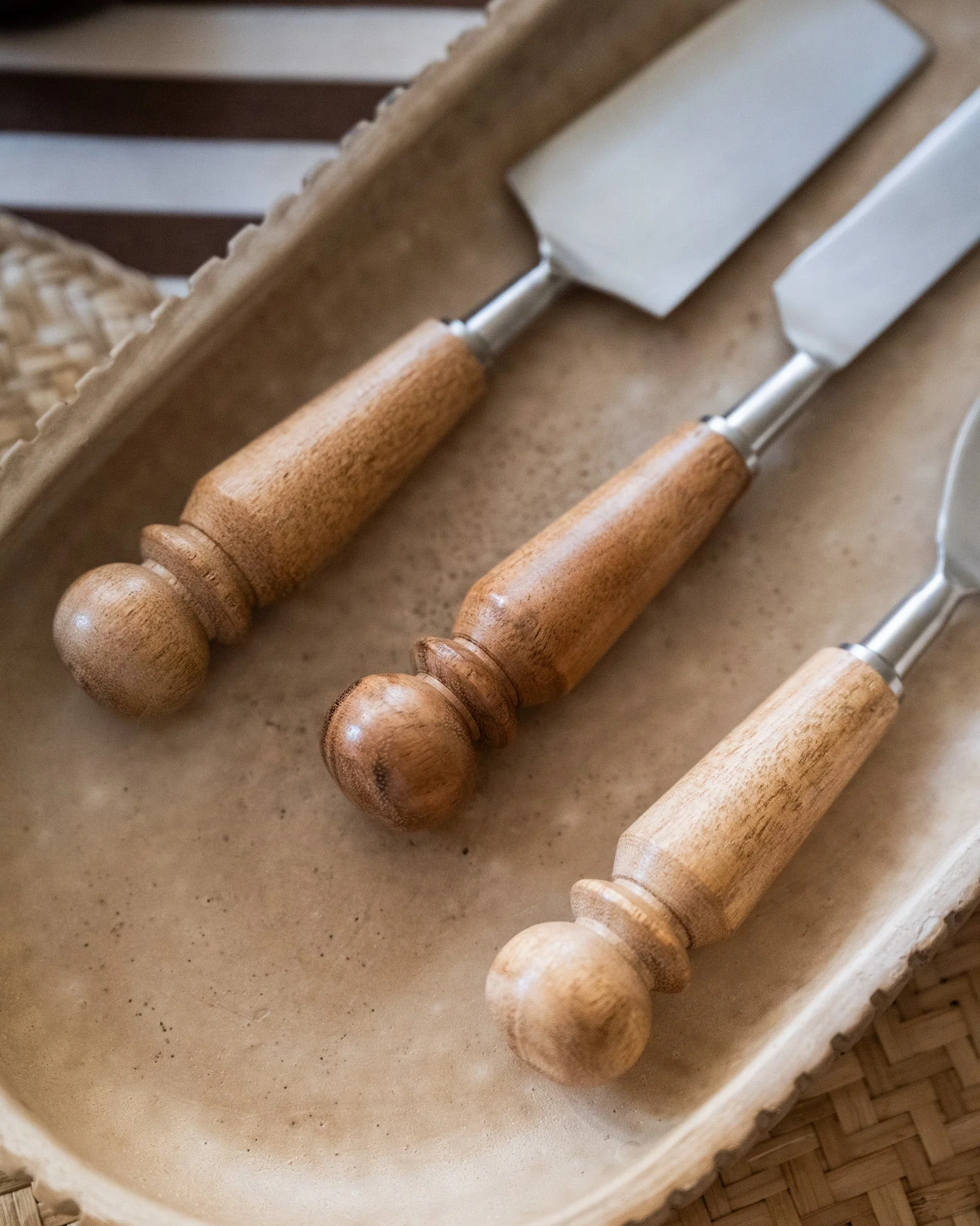 SET VAN 3 - Kaasmesjes Acacia Bruin - Image 3