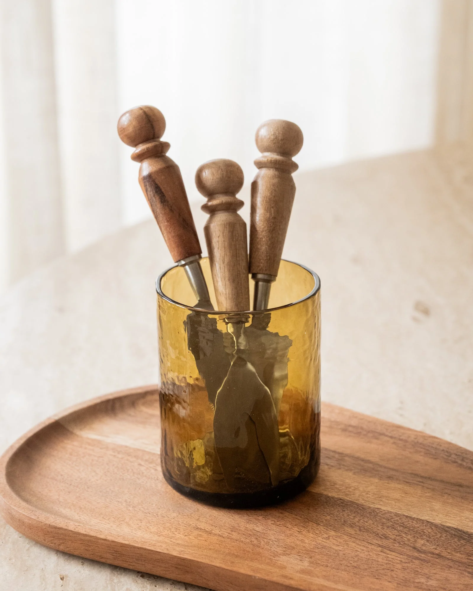 SET VAN 3 - Kaasmesjes Acacia Bruin - Image 6