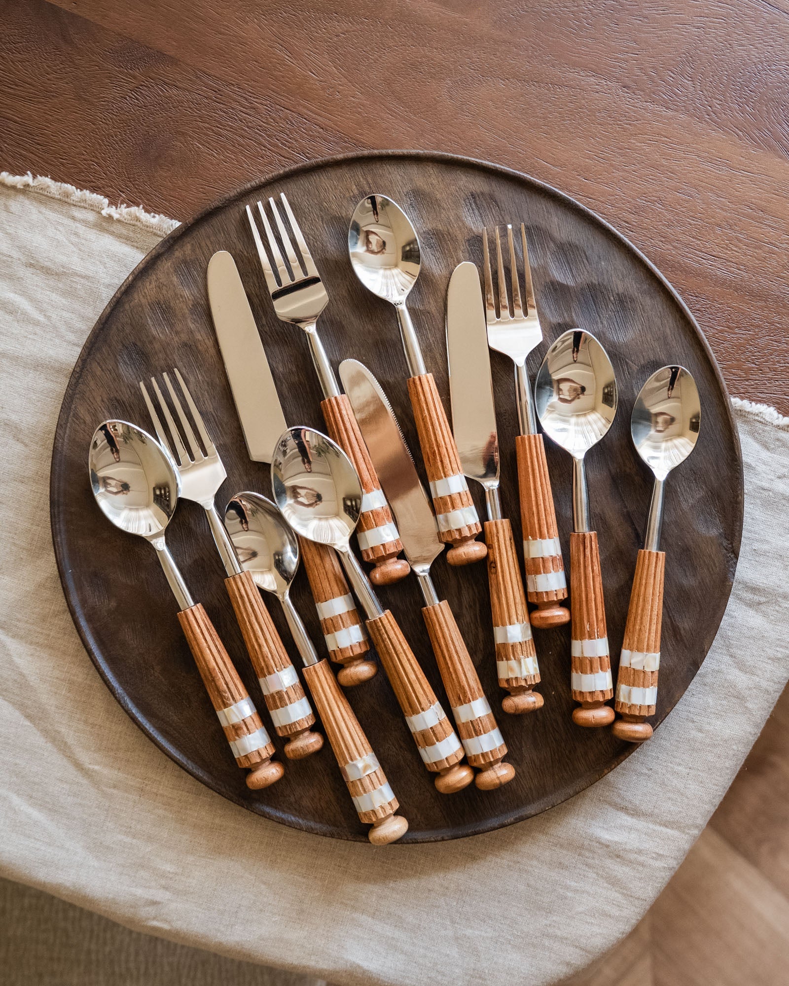 SET VAN 16 - Bestekset Acacia Bruin - Image 6