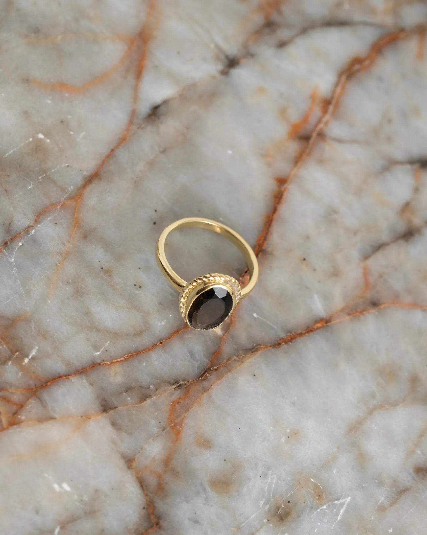 Vintage Luna Smoky Quartz Ring Goud - Image 3