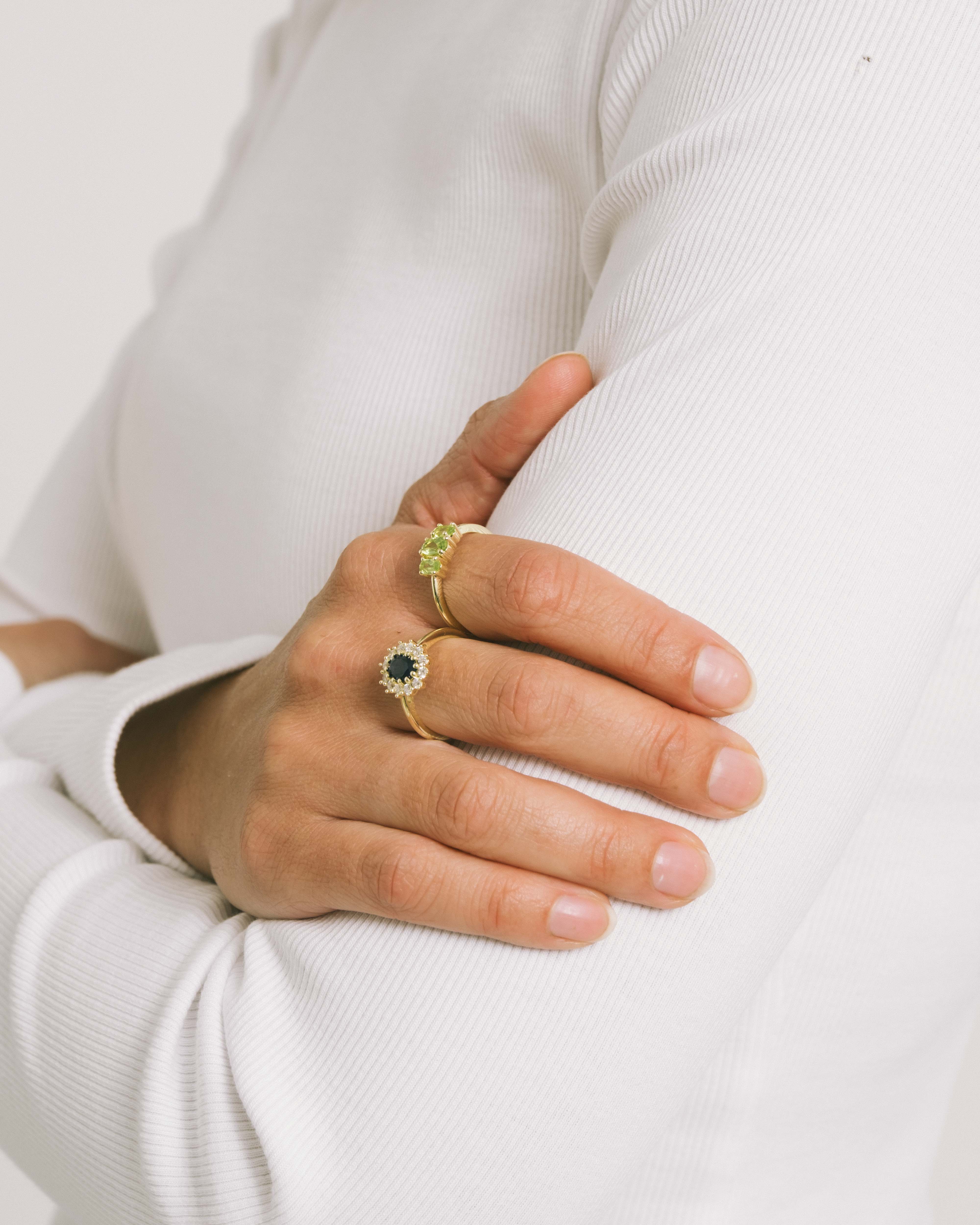 Vintage Triplet Peridot Ring Goud
