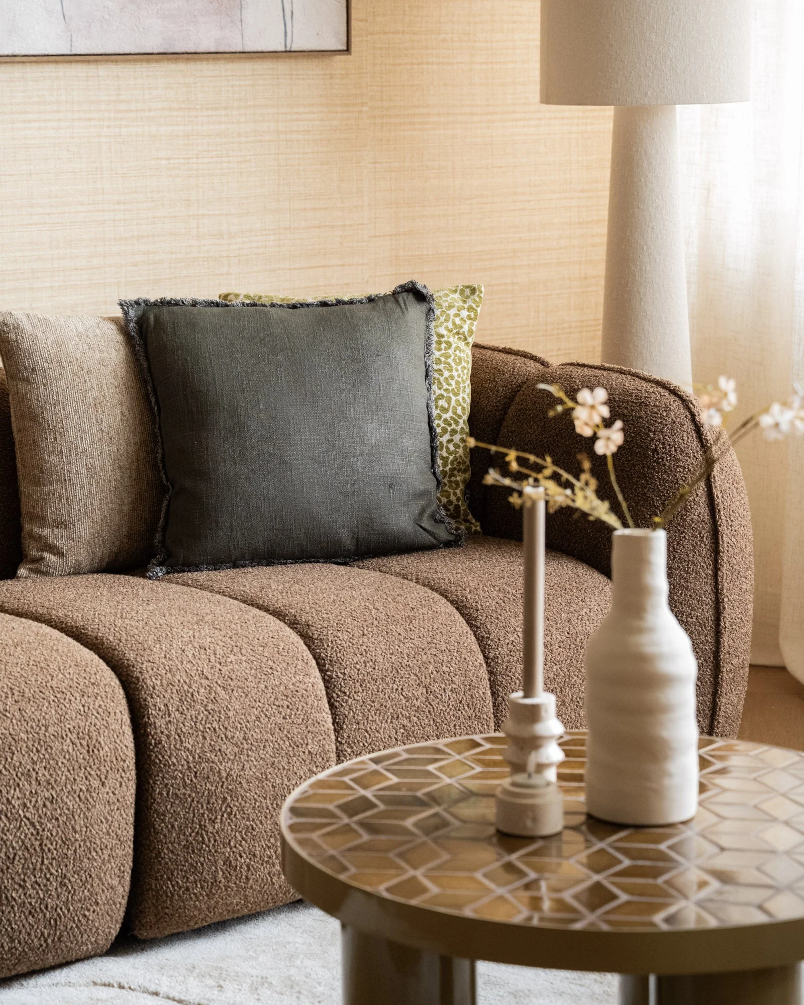 Cushion Isa Fringe Dark Green Linen - Image 4