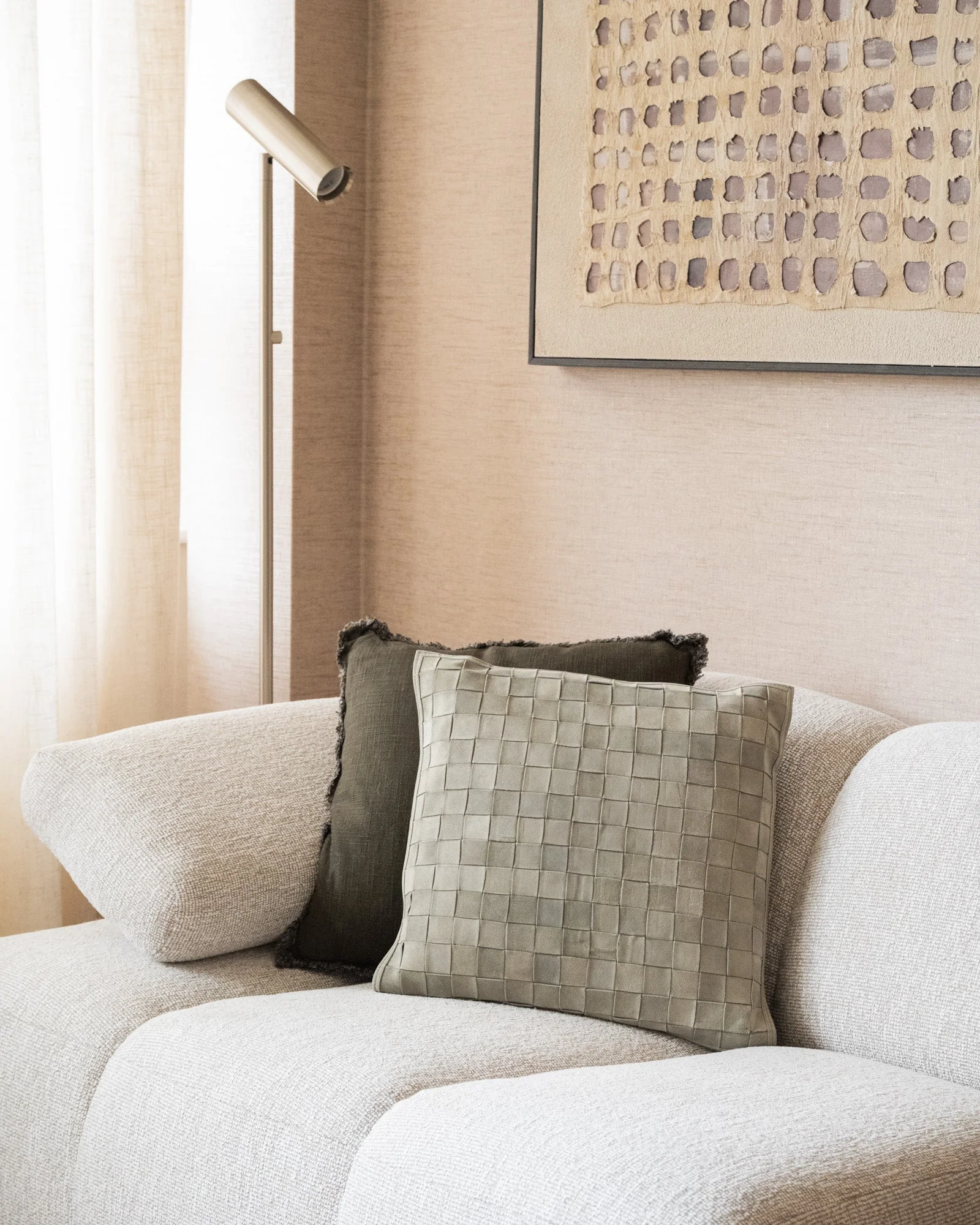 Cushion Leather Patchwork Green
