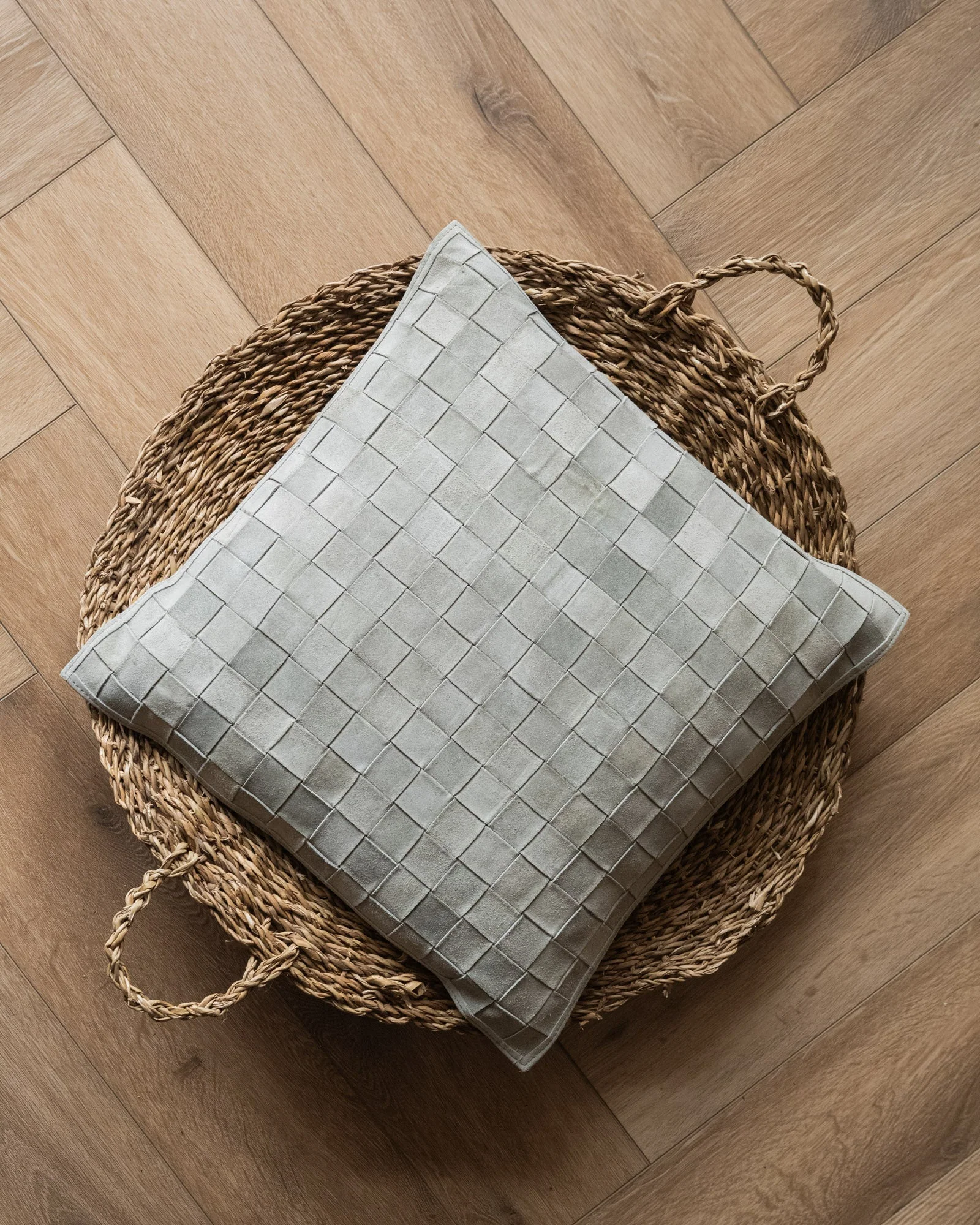 Cushion Leather Patchwork Green - Image 5