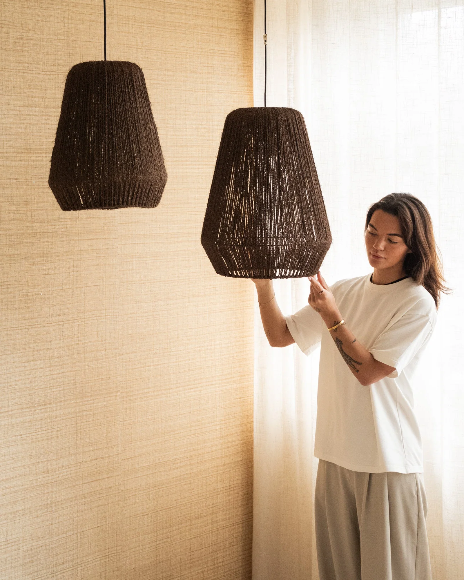 Hanglamp Braided Palm Brown