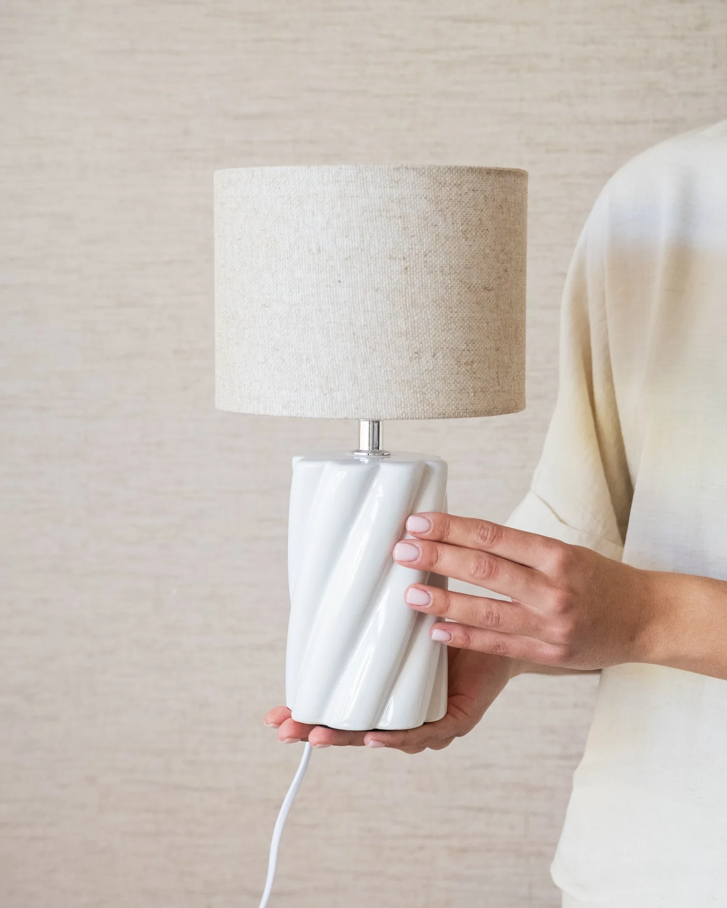 Table Lamp Swirl Ivory - Small