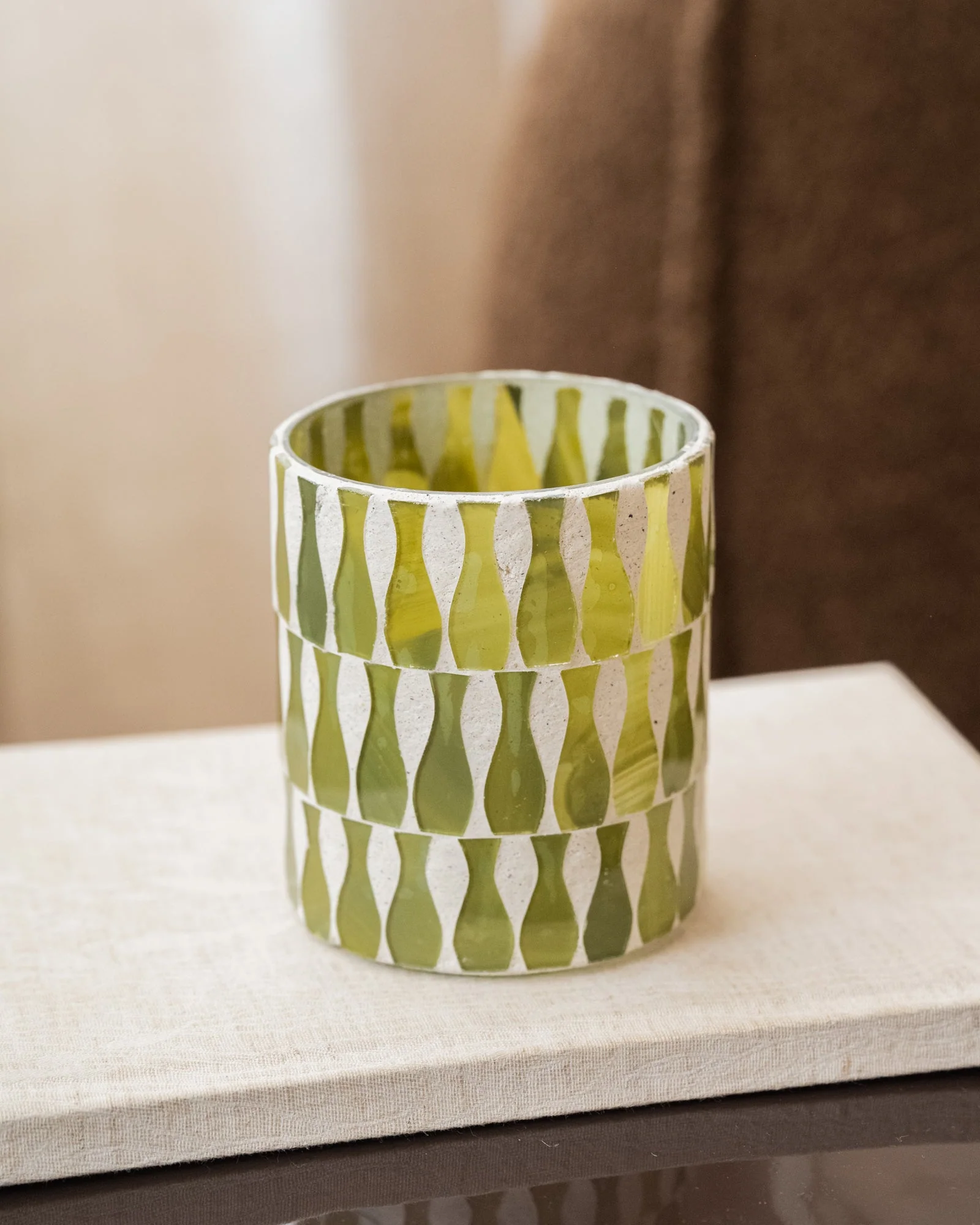 Theelichthouder Lia Olive Green