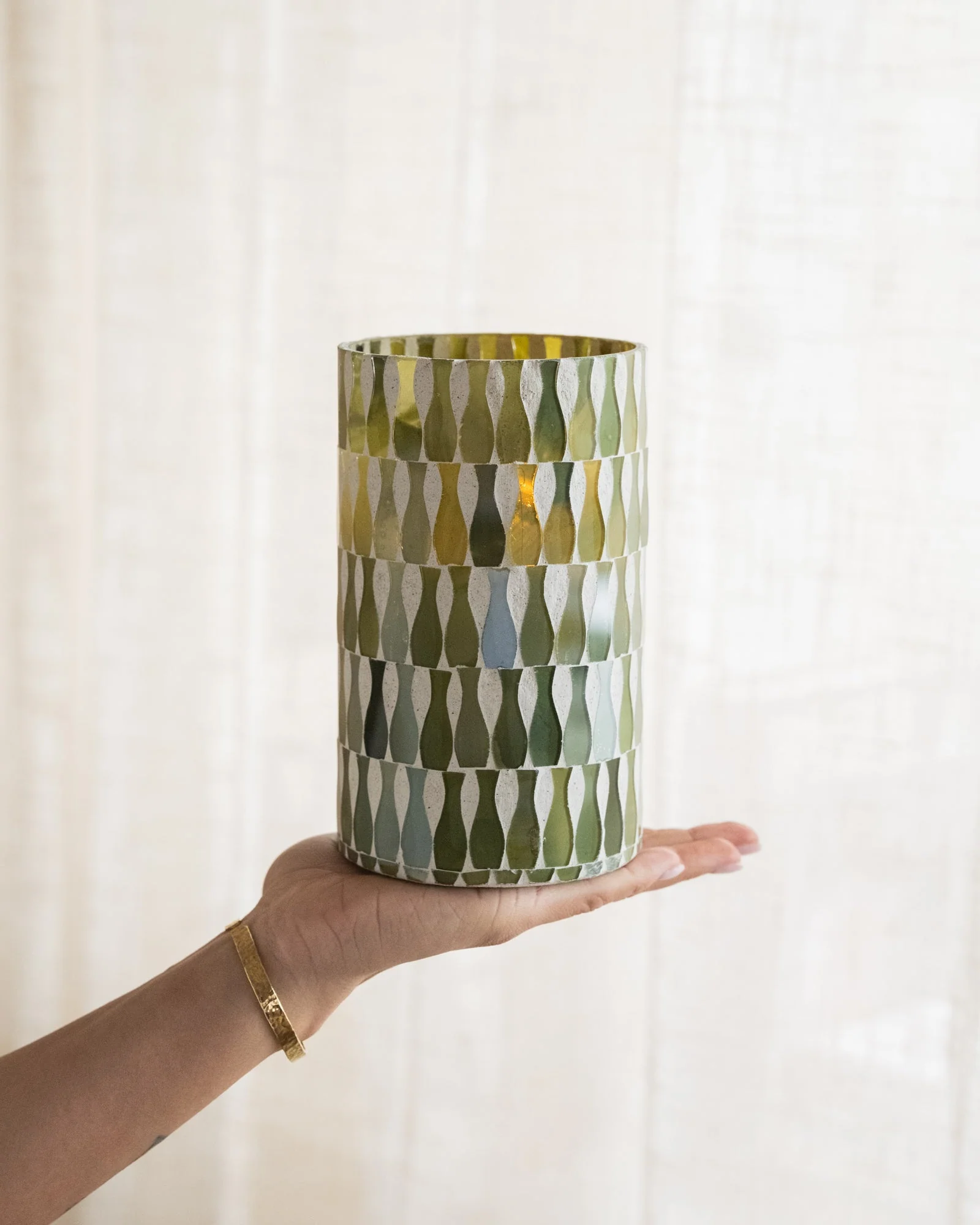 Theelichthouder Lia Olive Green - Image 3