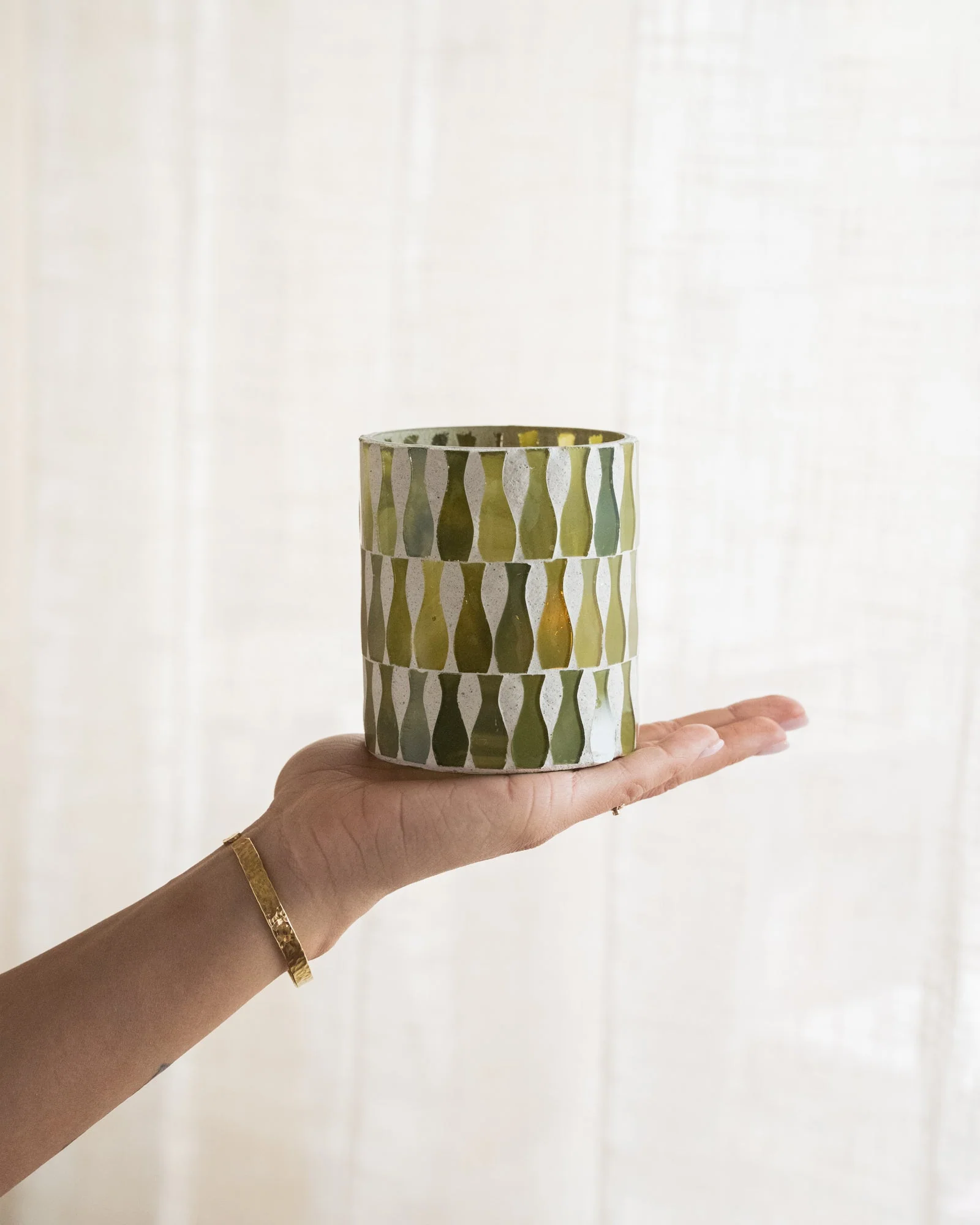 Theelichthouder Lia Olive Green - Image 7