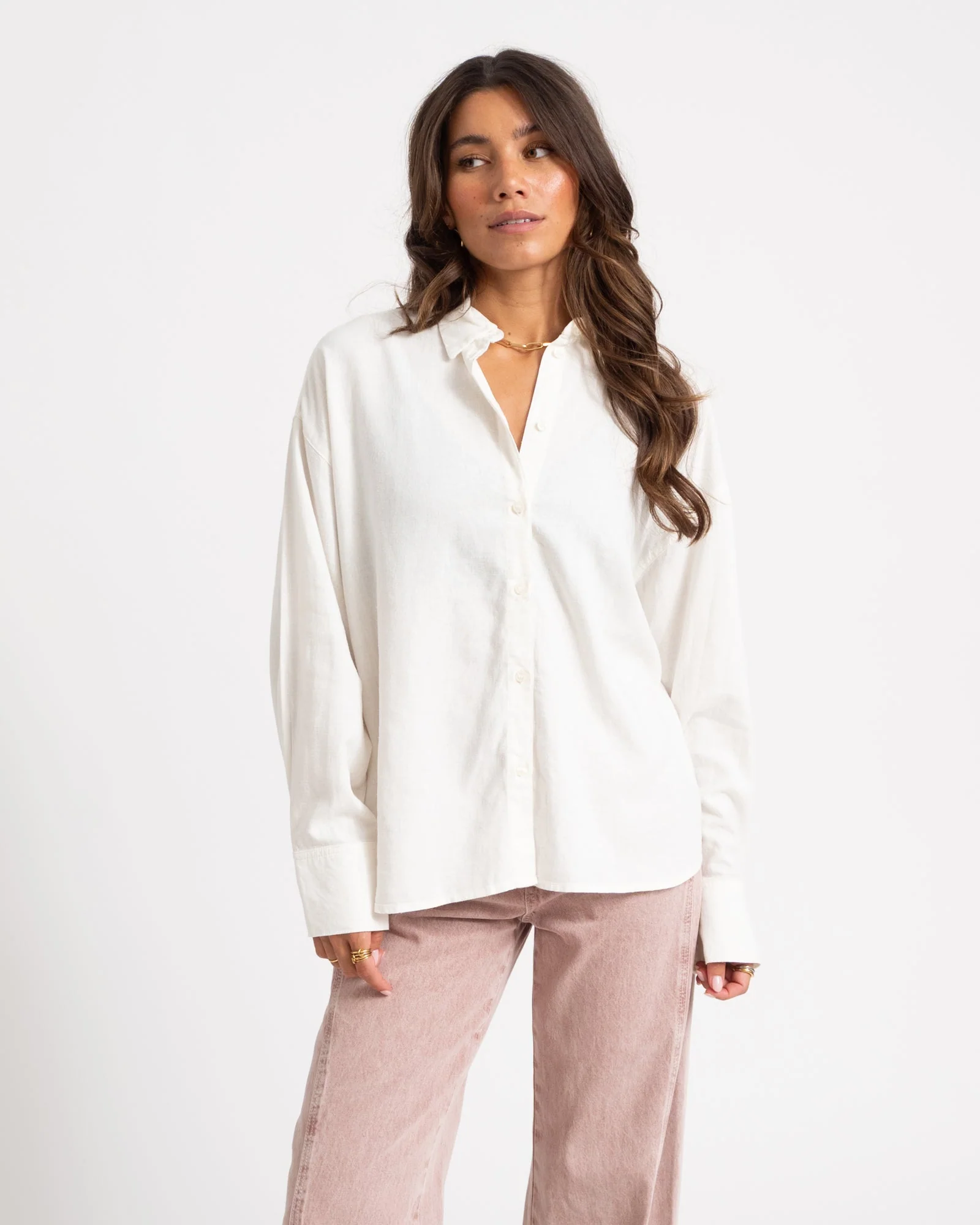 Almira Linen Blend Shirt Wit