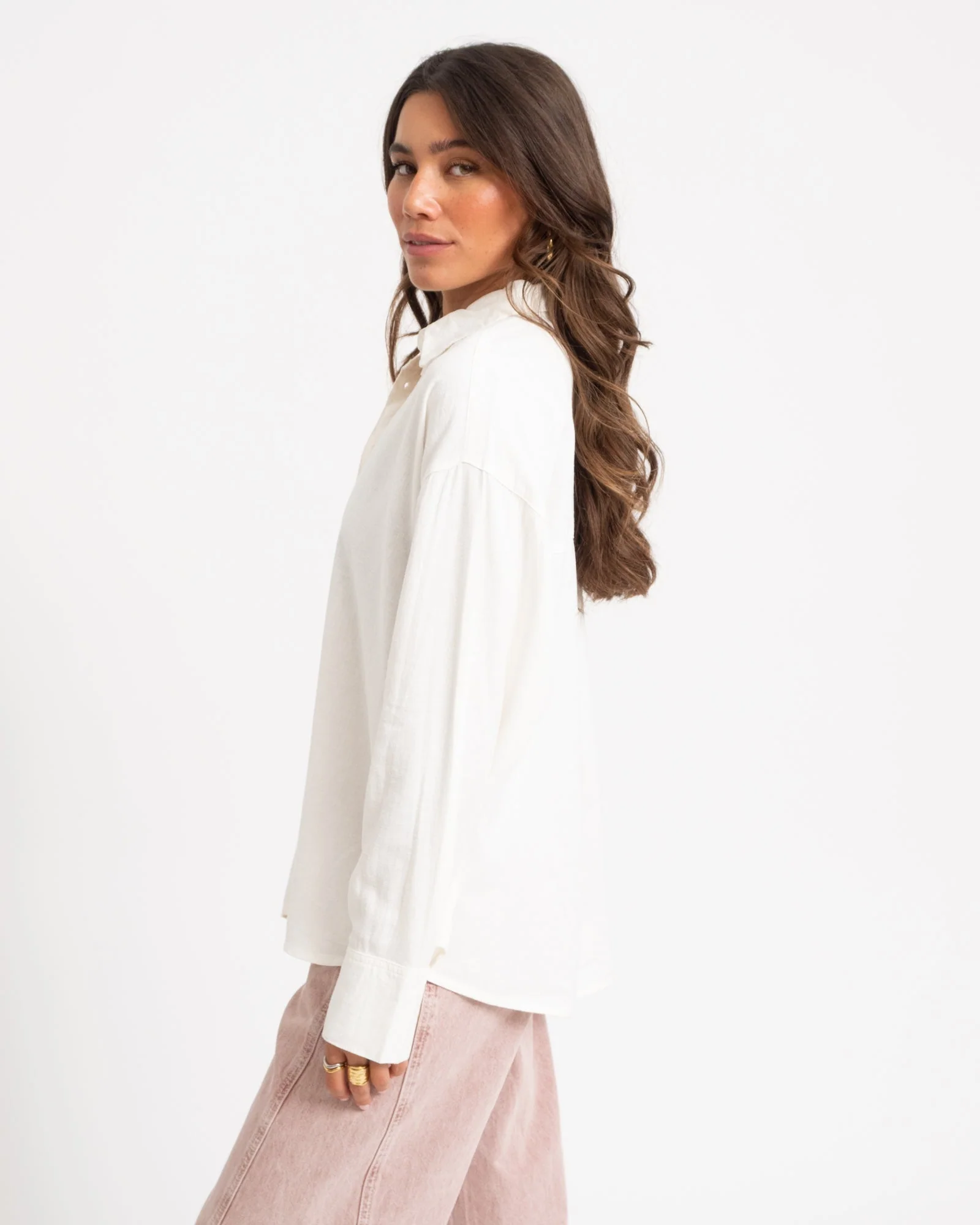 Almira Linen Blend Shirt Wit - Image 3