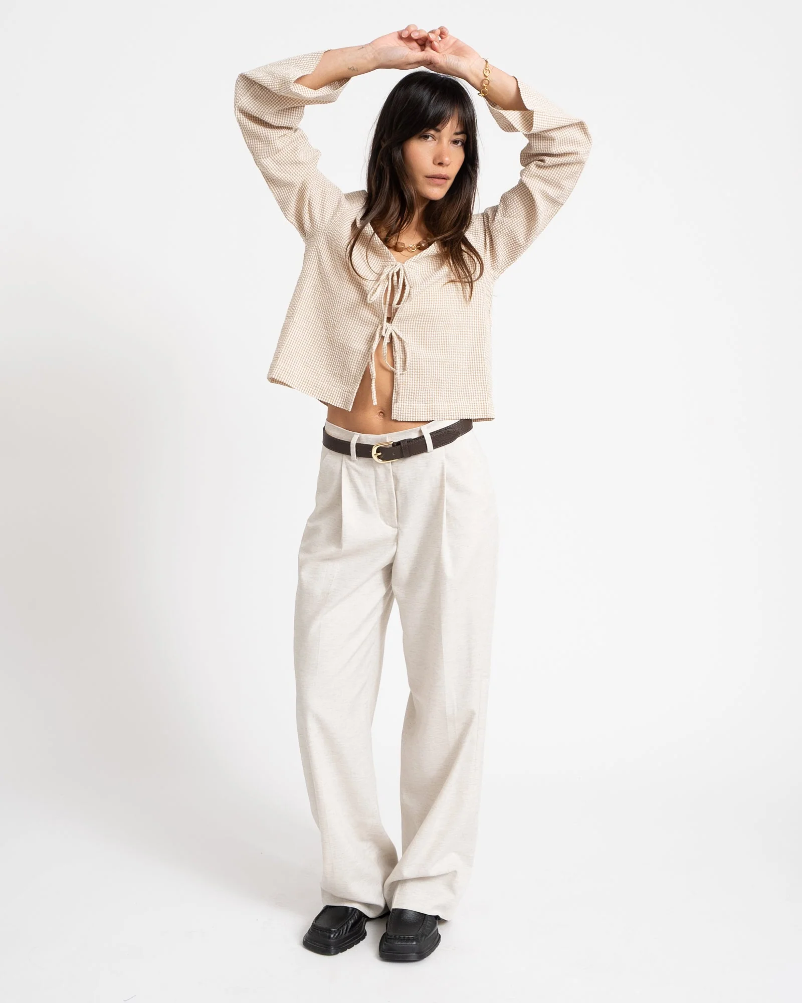 Aya Structured Wide Pant Feather Gray White Melange - Image 3