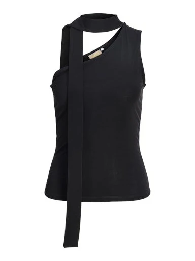 Bea One Shoulder Scarf Top Black - Image 9