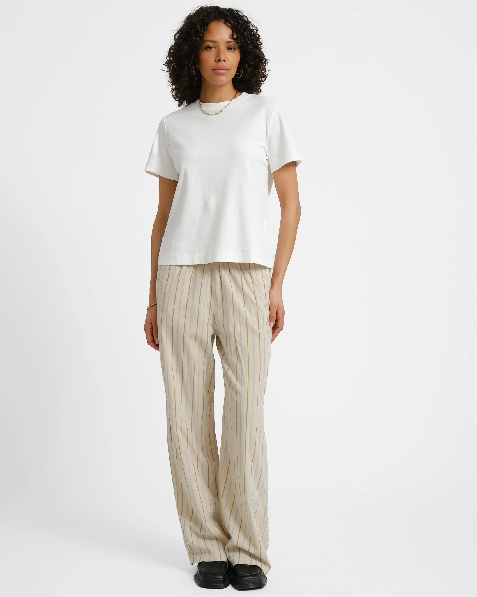 Ella Summer Loose Pants Natural/Stripes
