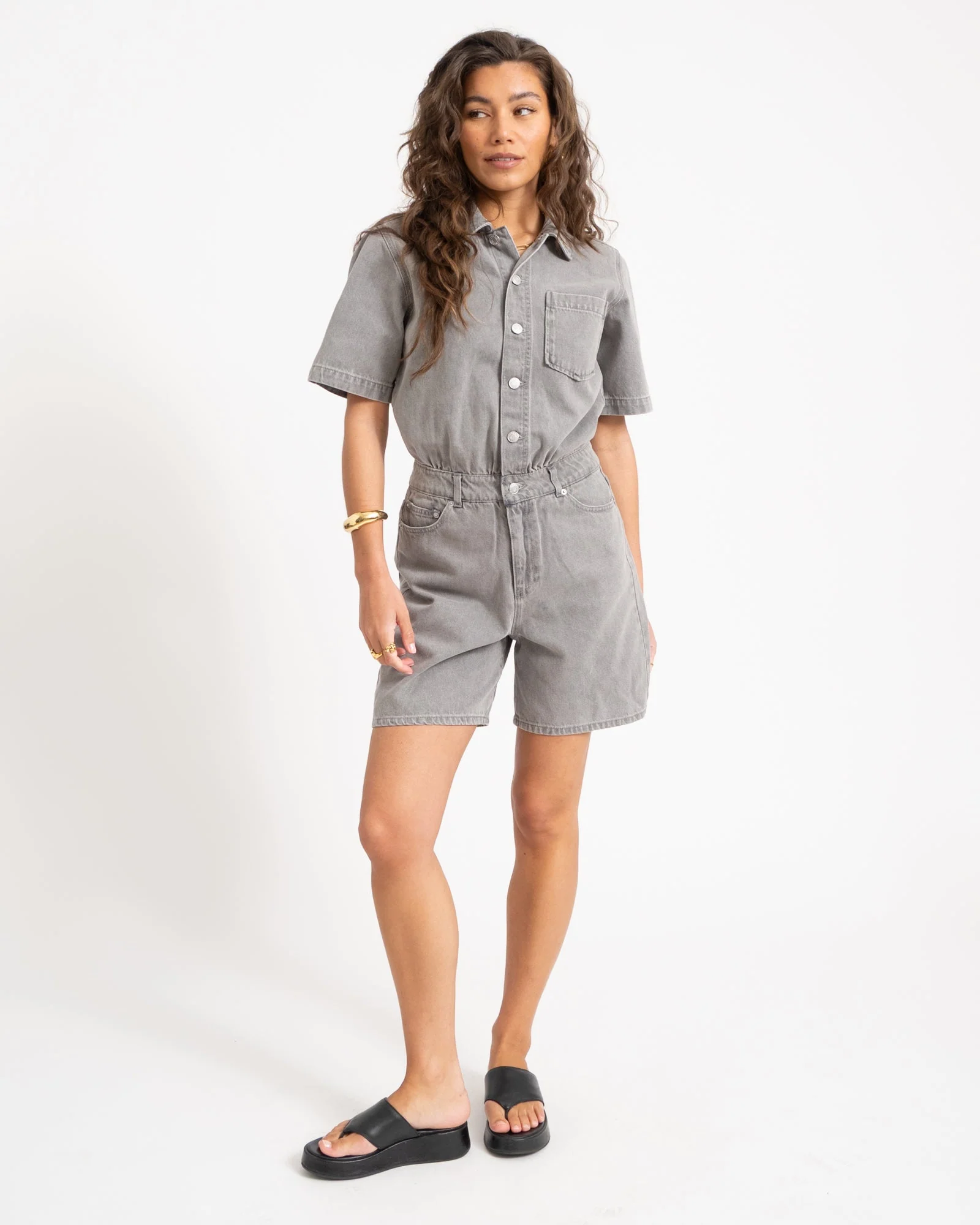 Fillipa Playsuit Light Grey Denim - Image 2