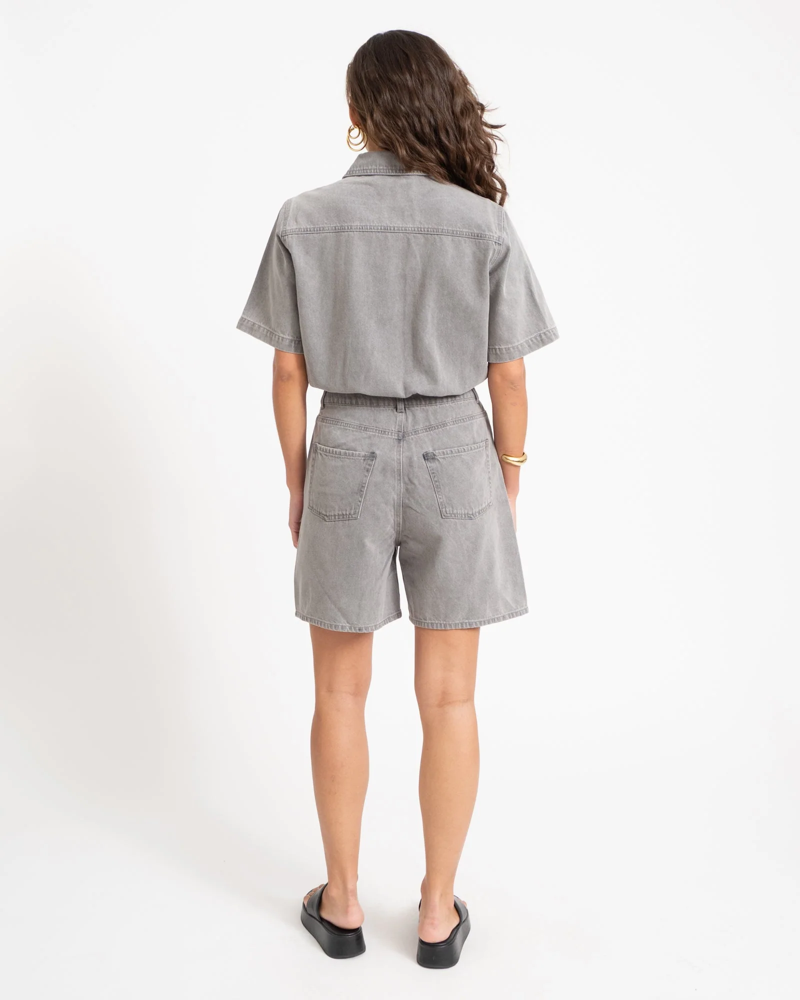 Fillipa Playsuit Light Grey Denim - Image 4