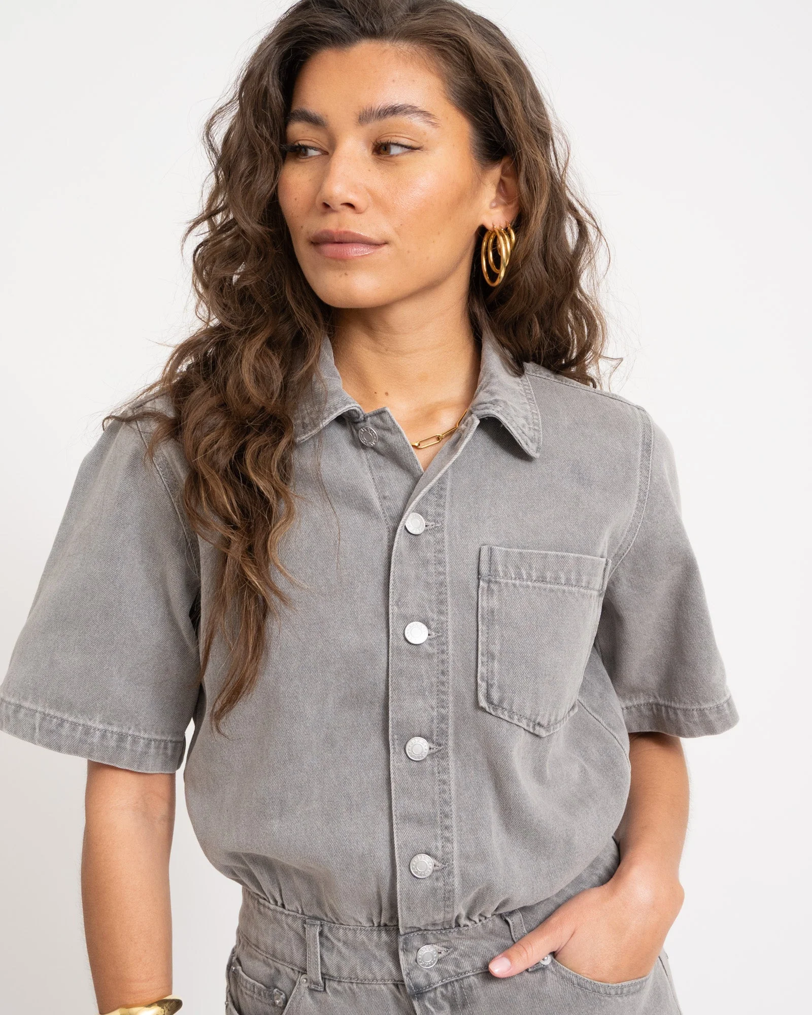 Fillipa Playsuit Light Grey Denim - Image 6