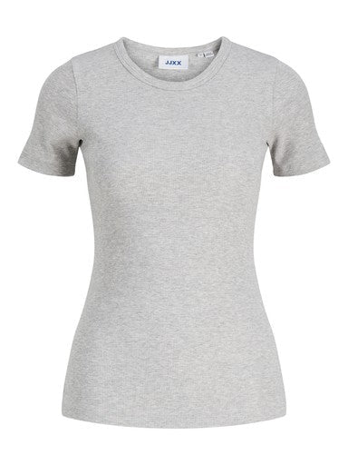 Frankie Rib Tee Light Grey Melange - Image 6