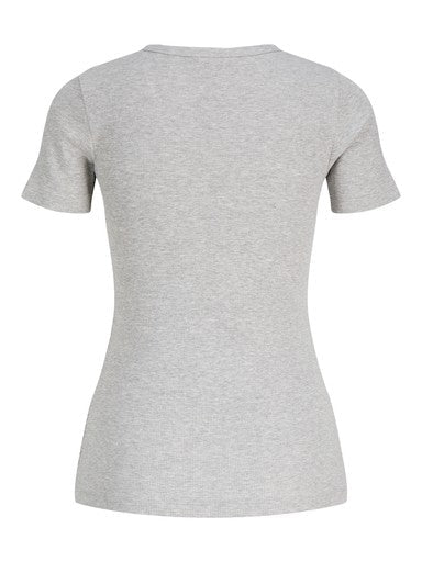 Frankie Rib Tee Light Grey Melange - Image 7