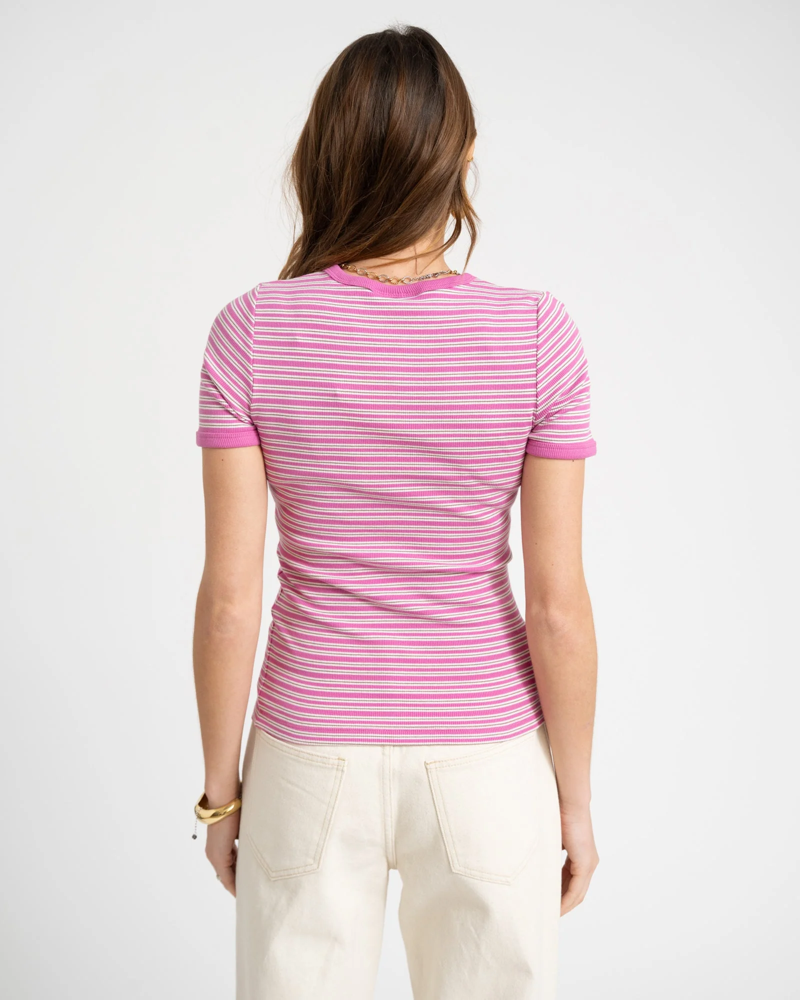 Frankie Stripe Tee Pink - Image 4