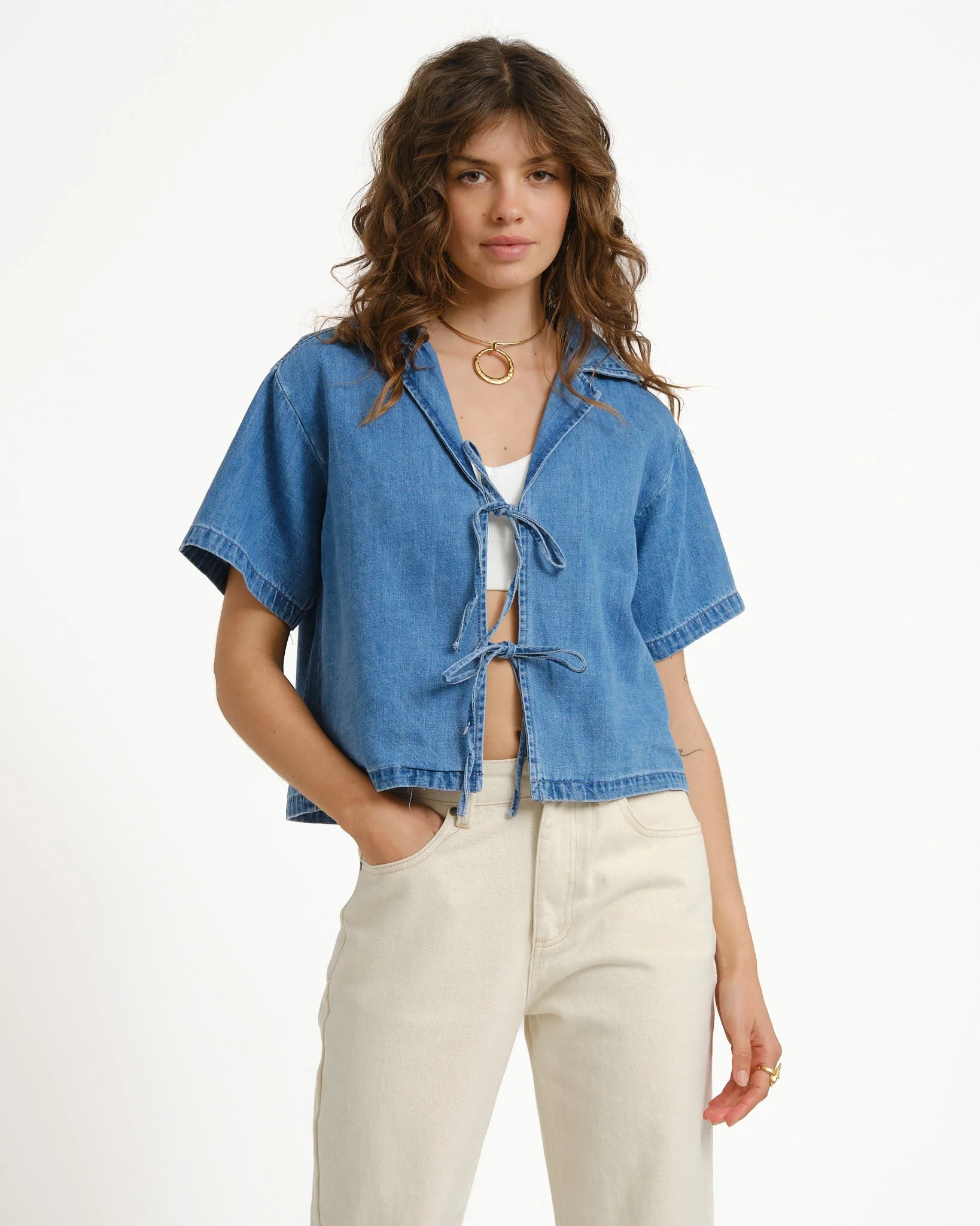 Ina Shirt Medium Blue Denim - Image 3