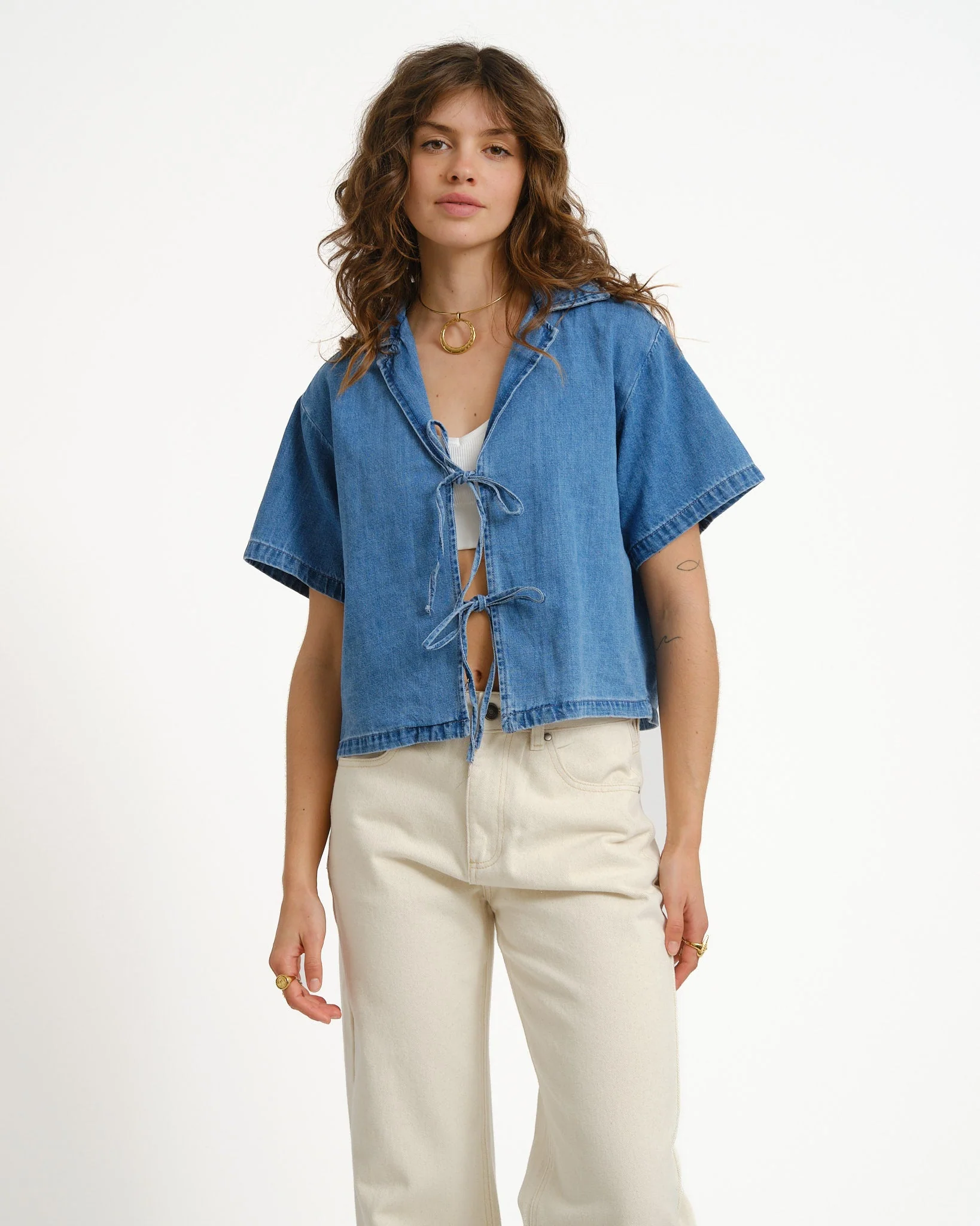 Ina Shirt Medium Blue Denim - Image 4
