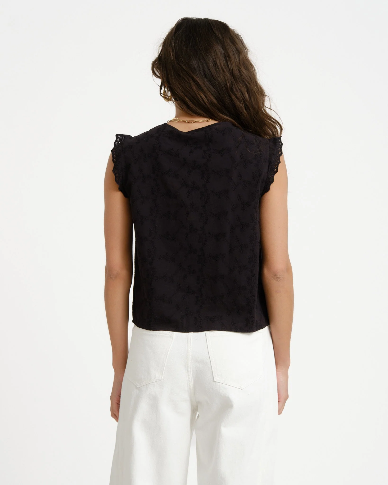 Jade Broderie Vest Black - Image 6