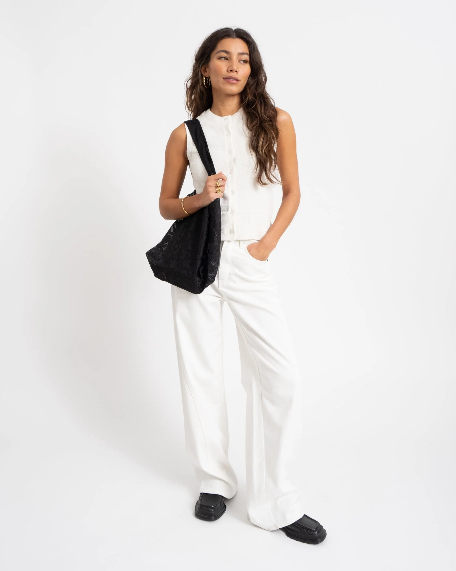 Luna Lace Tote Bag Black - Image 2