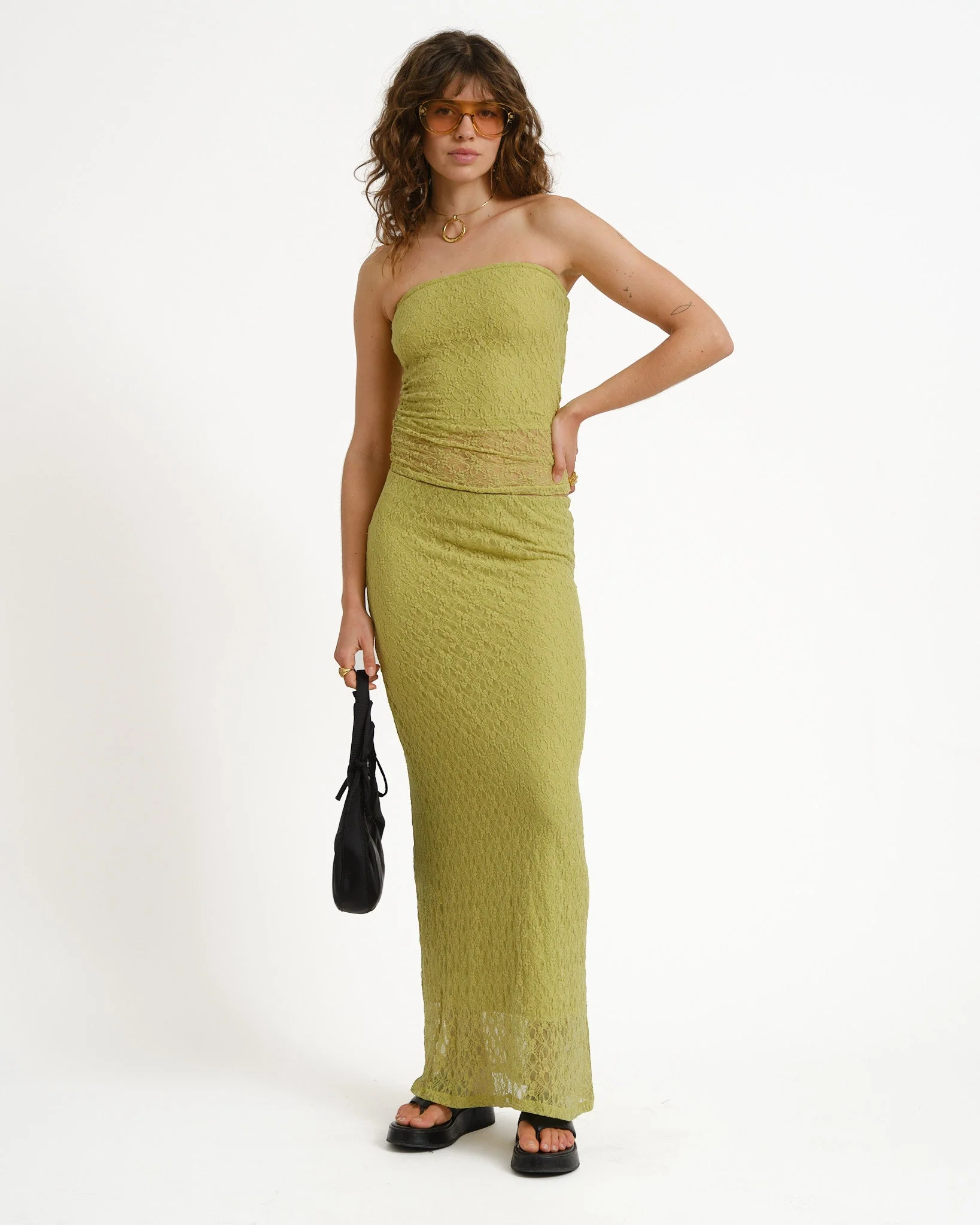 Monroe Lace Tube Top Fern